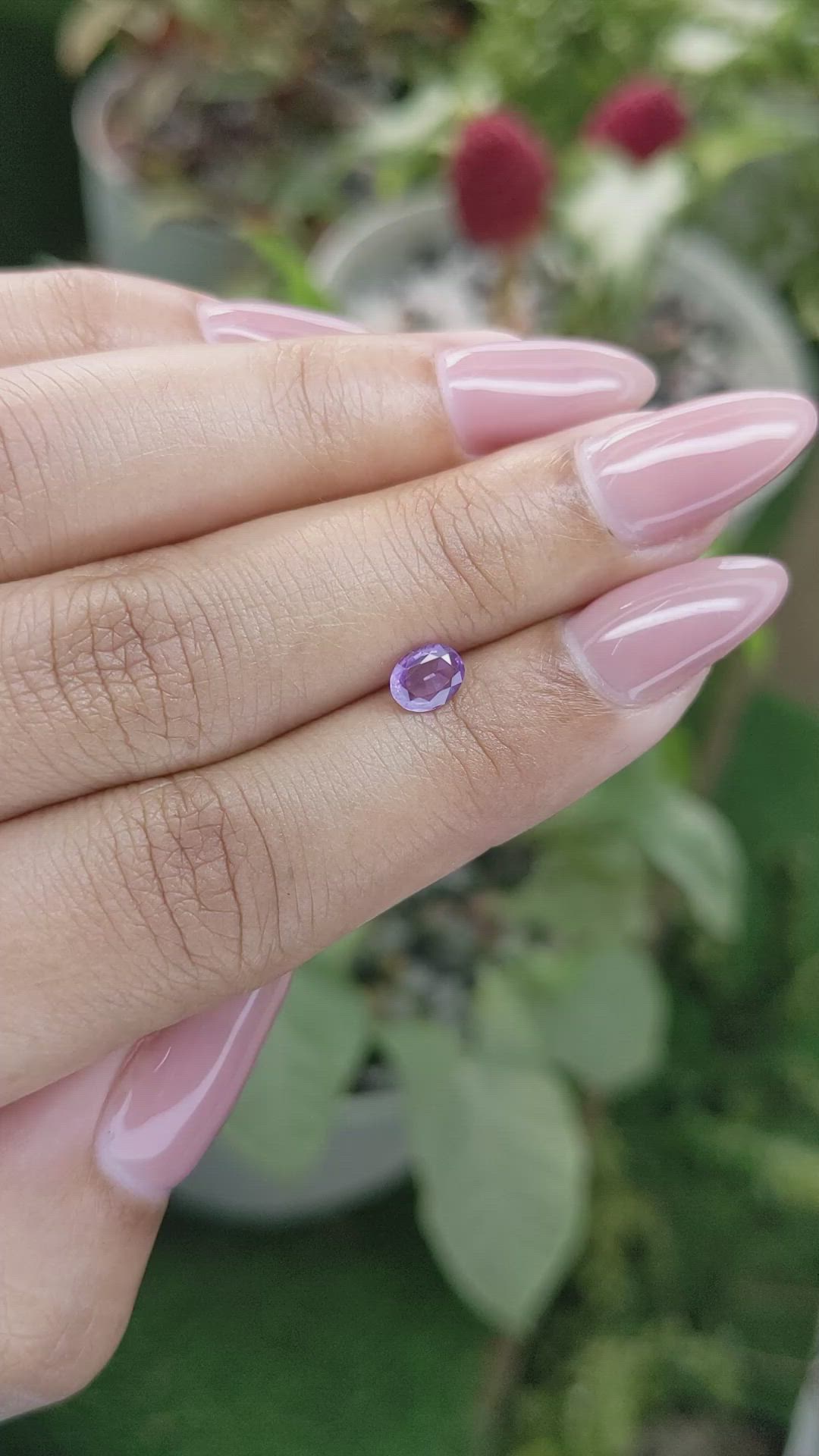 0.46 Ct. Pinkish Purple Sapphire from Ceylon (Sri Lanka) Size Video