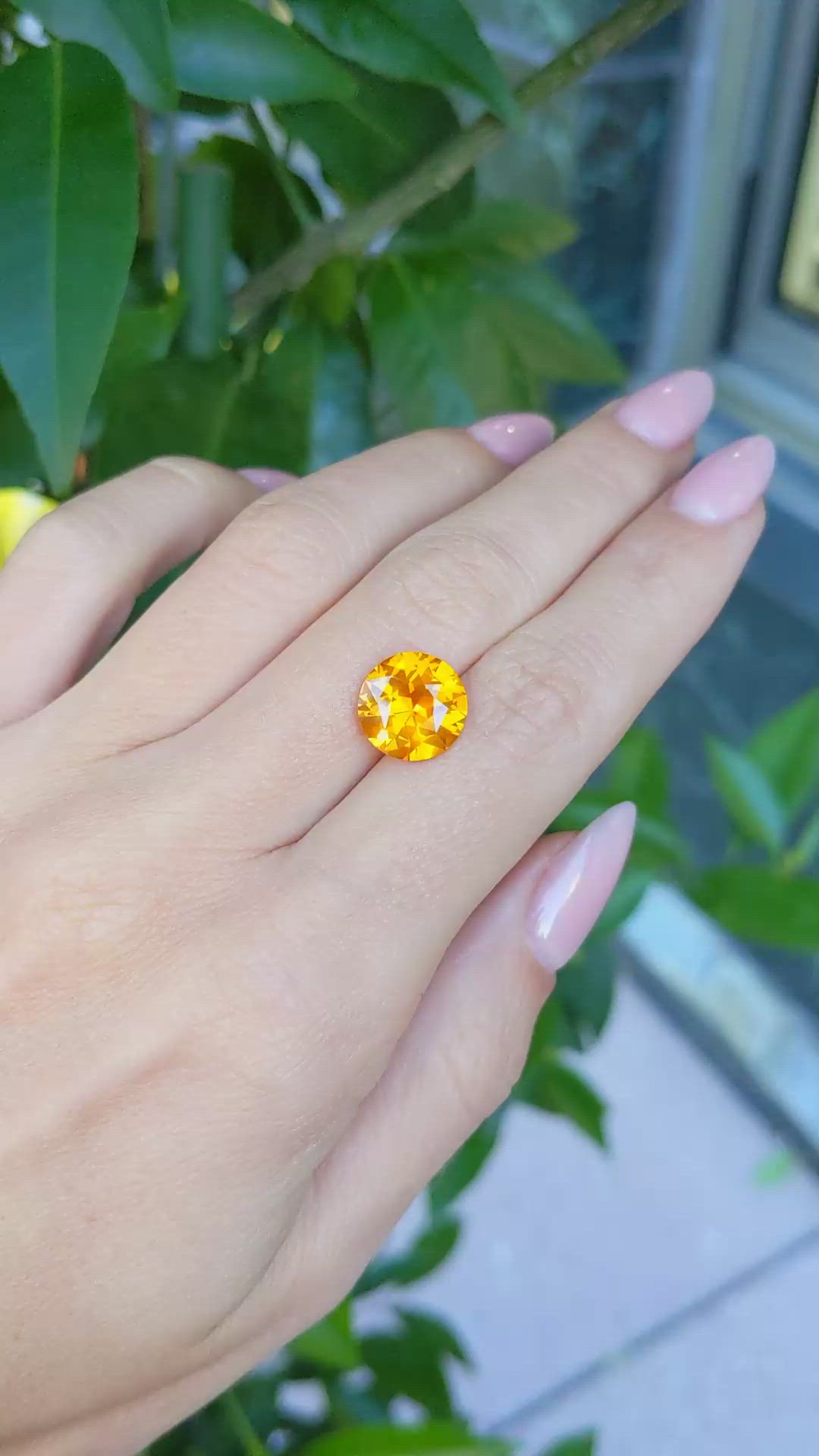 5.63 Ct. Orange Sapphire from Ceylon (Sri Lanka) Size Video