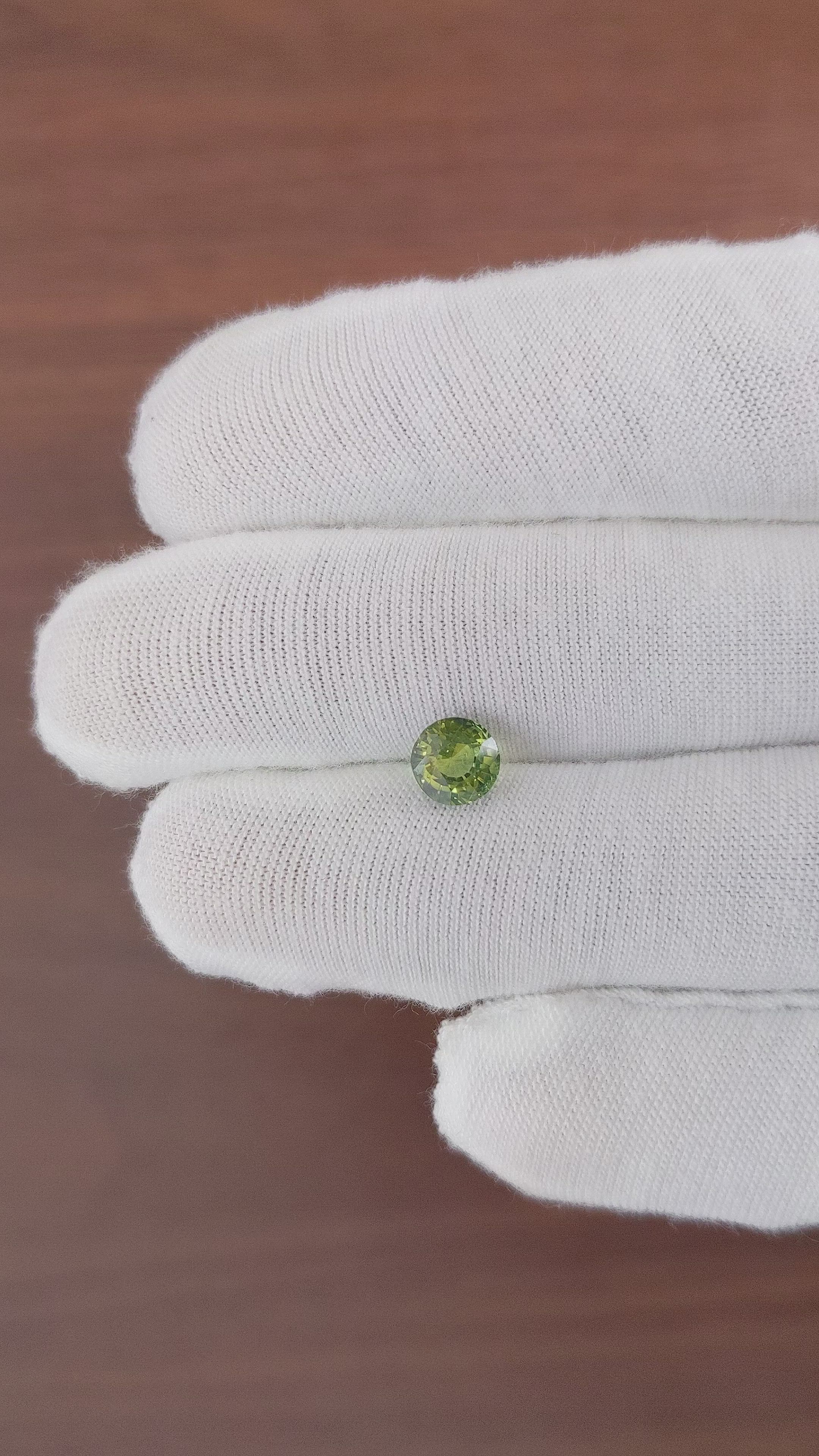 1.35 Ct. Yellowish Green Sapphire from Madagascar Size Video