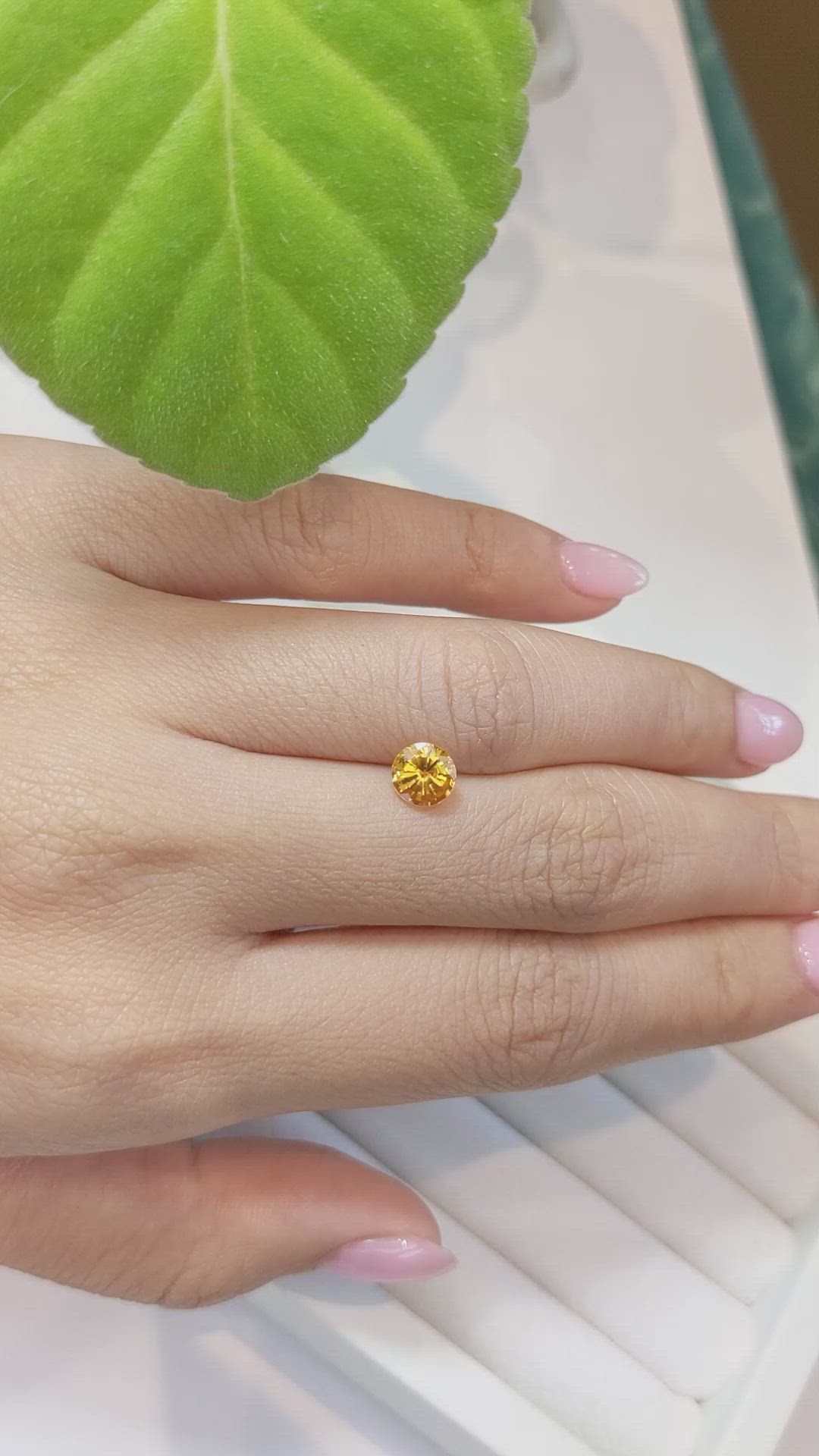 1.17 Ct. Orangish Yellow Sapphire from Ceylon (Sri Lanka) Size Video