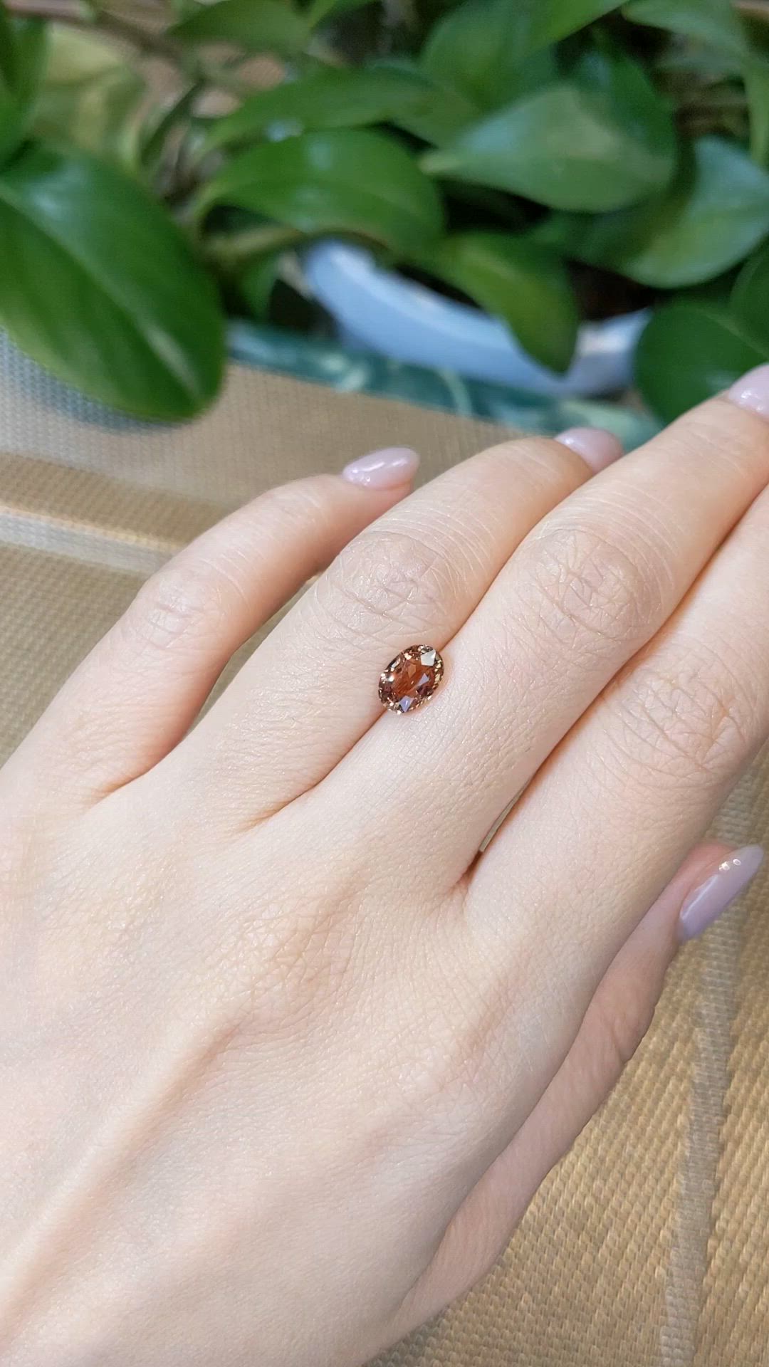 1.46 Ct. Orangish Brown Sapphire from Ceylon (Sri Lanka) Size Video