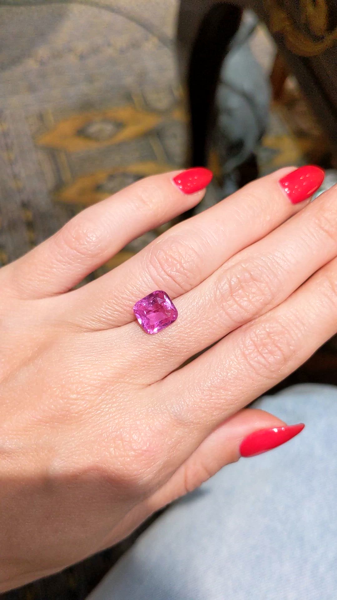 3.03 Ct. Pink Sapphire from Ceylon (Sri Lanka) Size Video