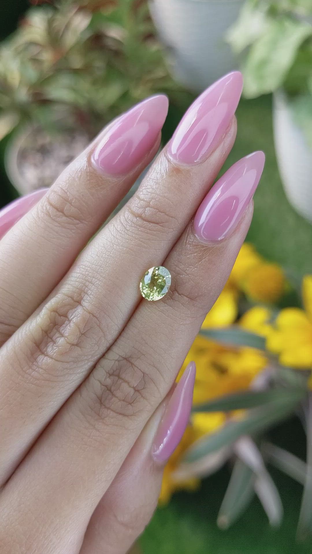 1.07 Ct. Yellowish Green Sapphire from Madagascar Size Video