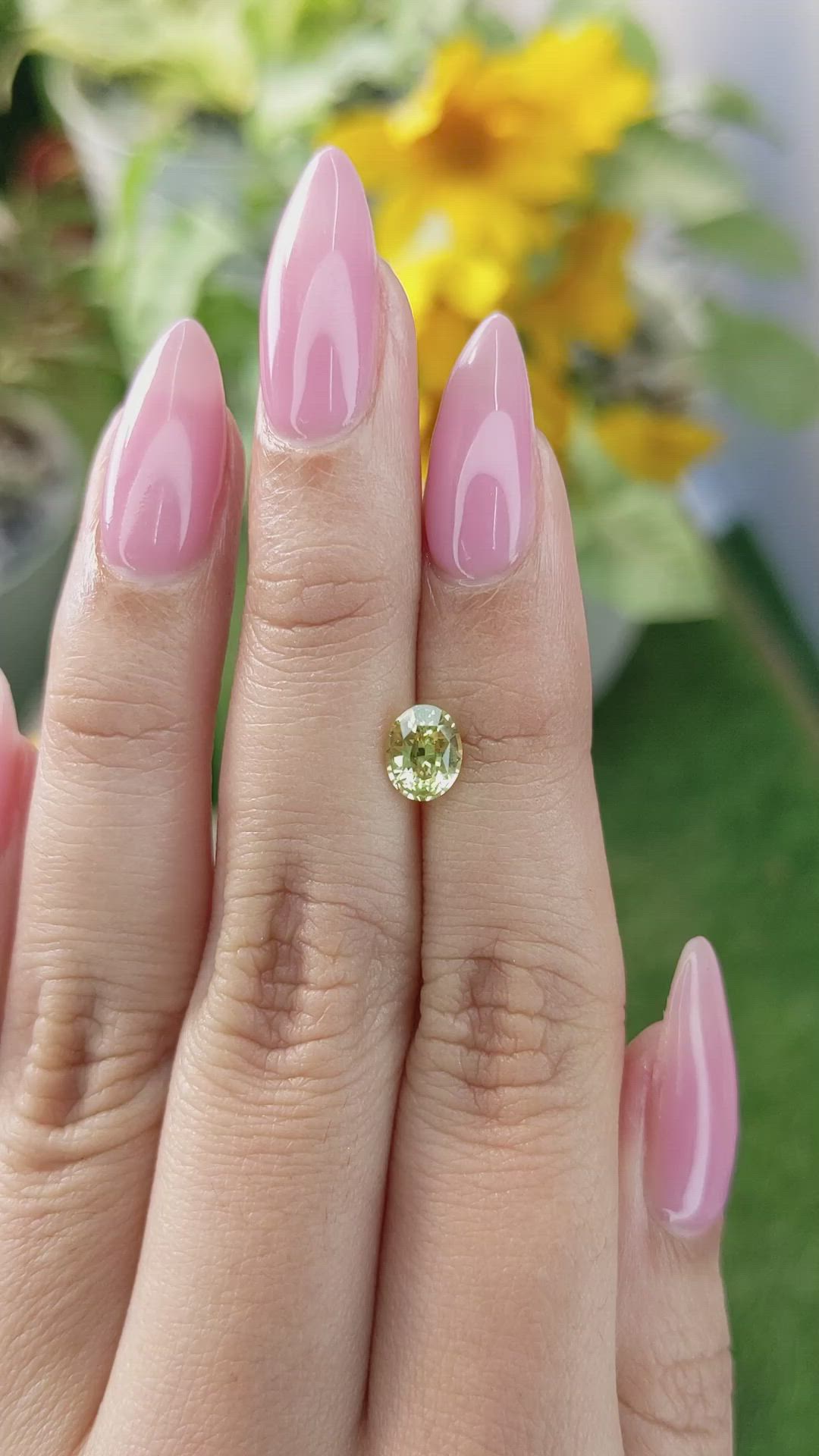 1.07 Ct. Yellowish Green Sapphire from Madagascar Size Video