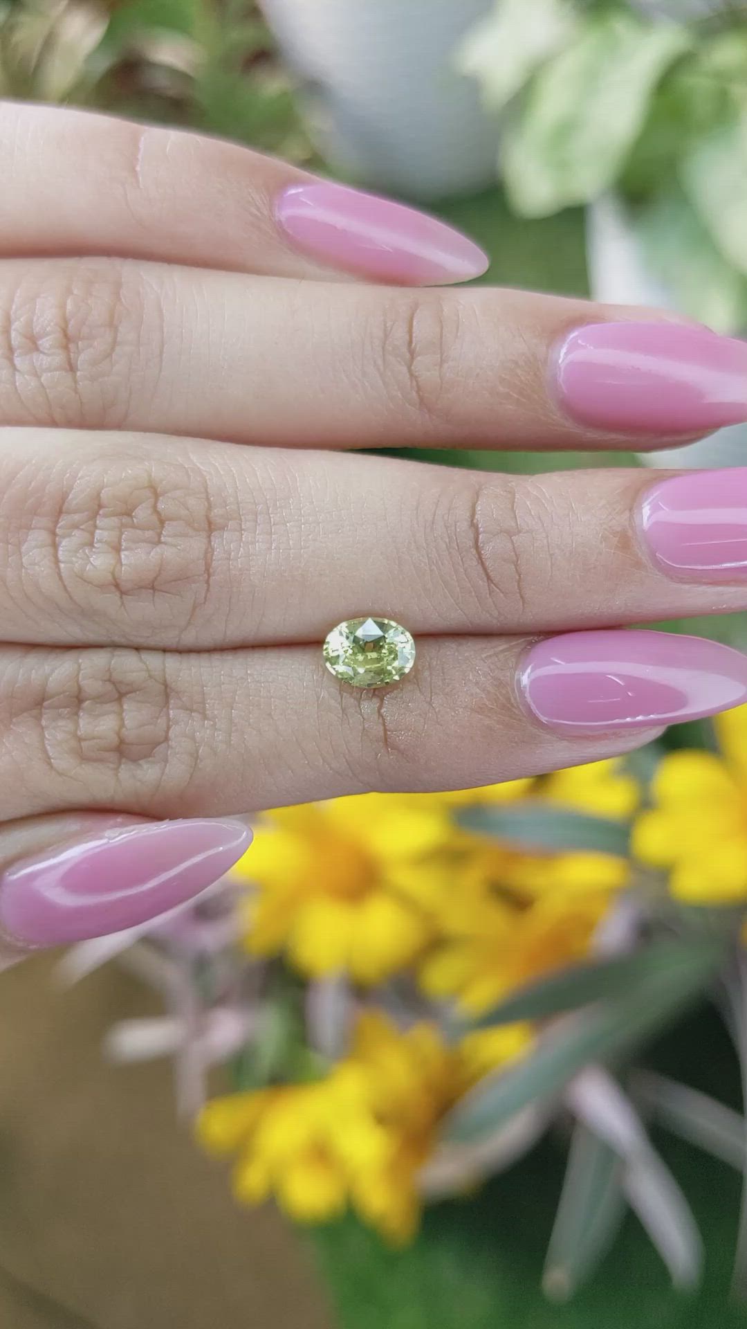 1.07 Ct. Yellowish Green Sapphire from Madagascar Size Video