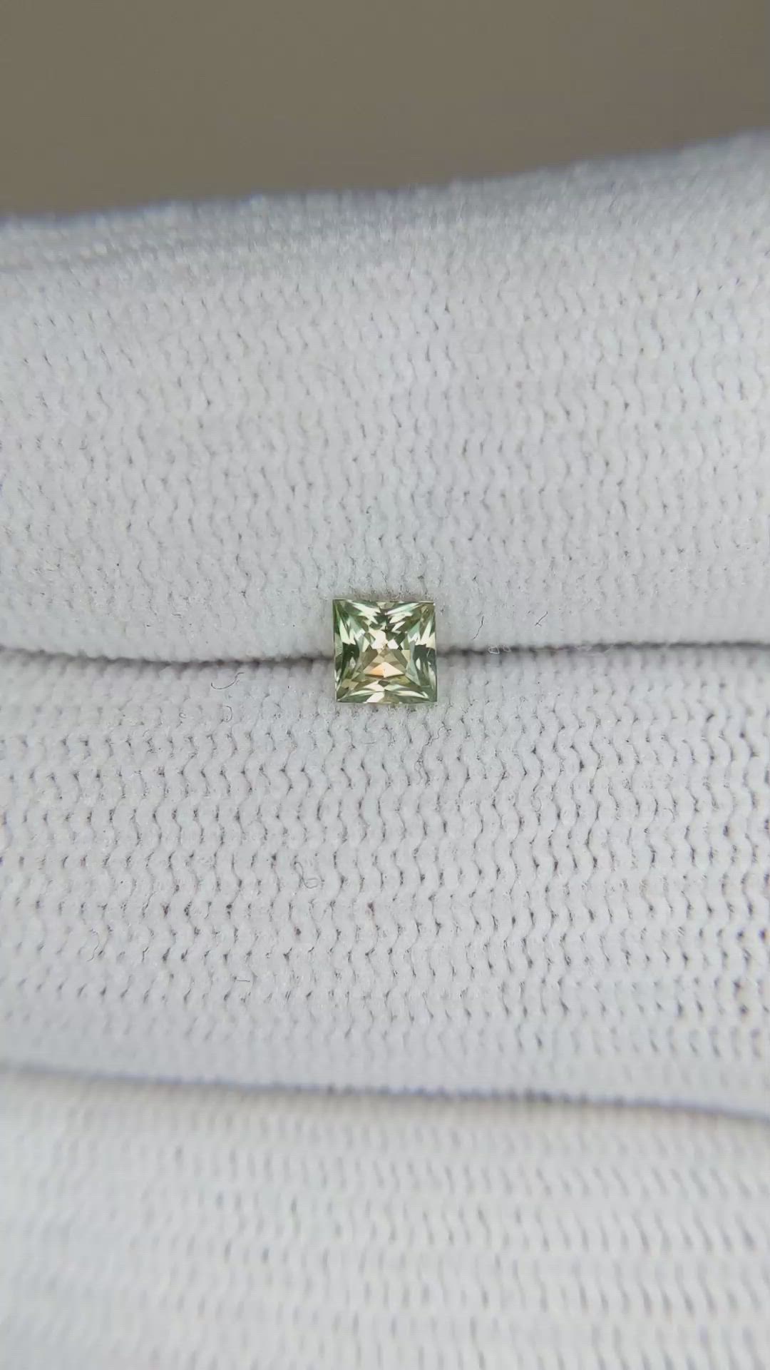 0.39 Ct. Yellowish Green Sapphire from Montana Size Video