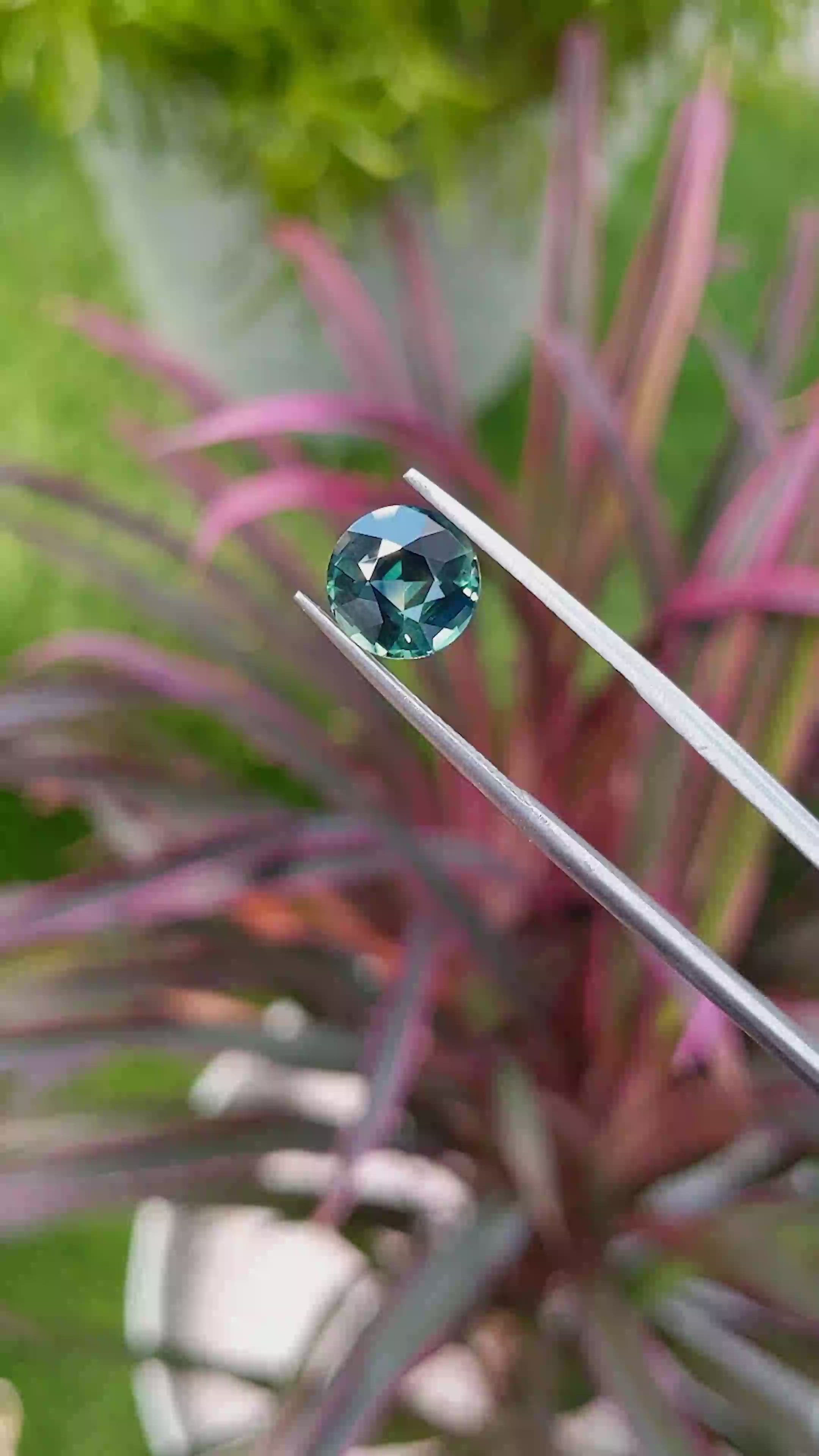 3.14 Ct. Bluish Green Sapphire from Madagascar Size Video