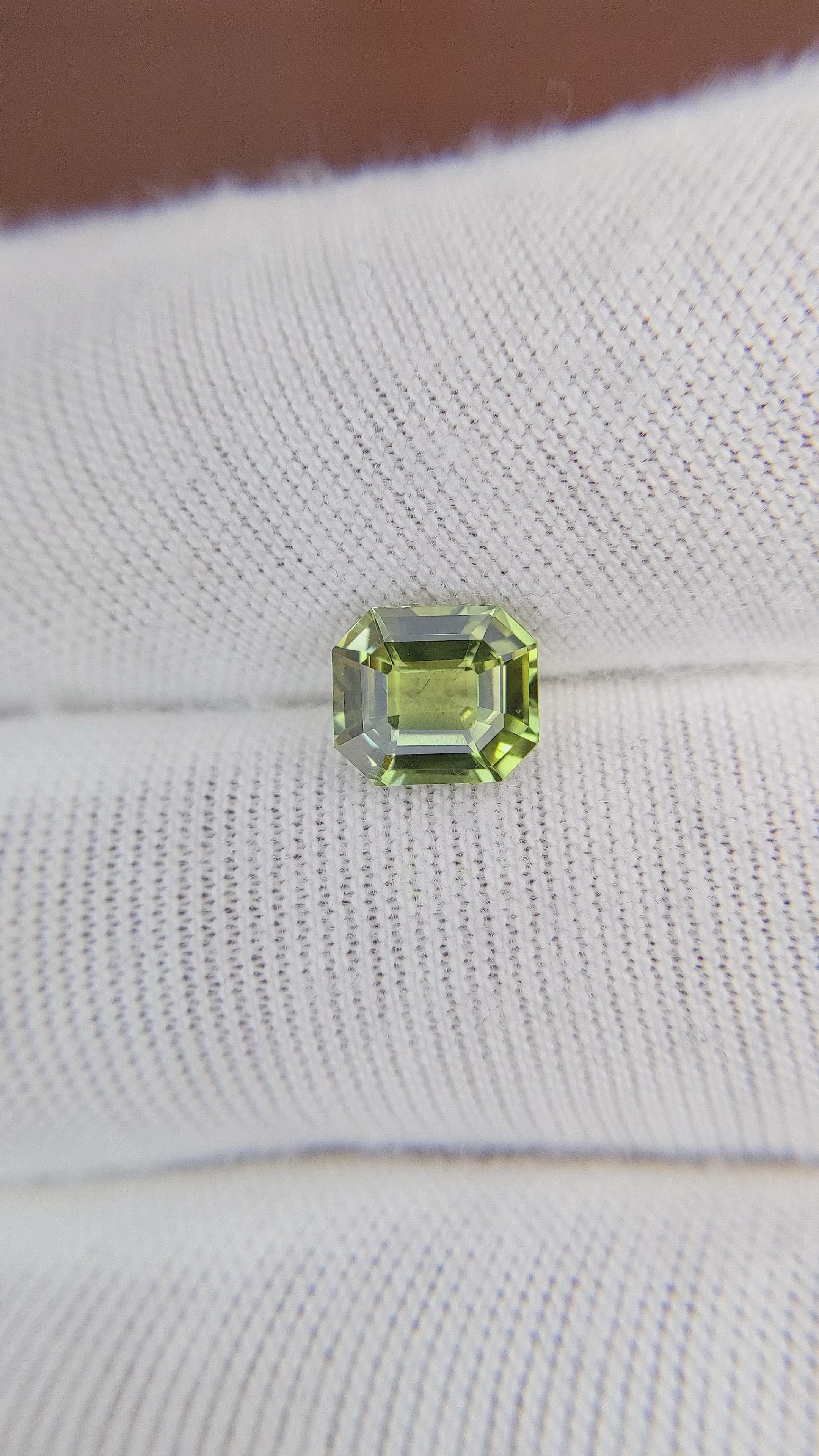 1.67 Ct. Yellowish Green Sapphire from Madagascar Size Video
