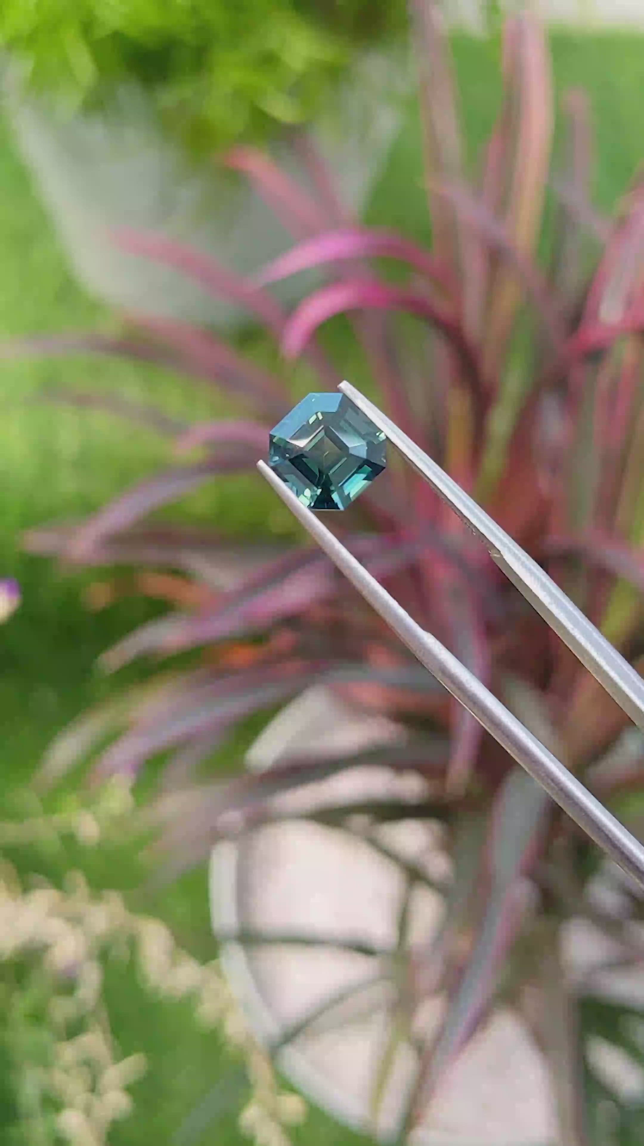 3.04 Ct. Bluish Green Sapphire from Madagascar Size Video