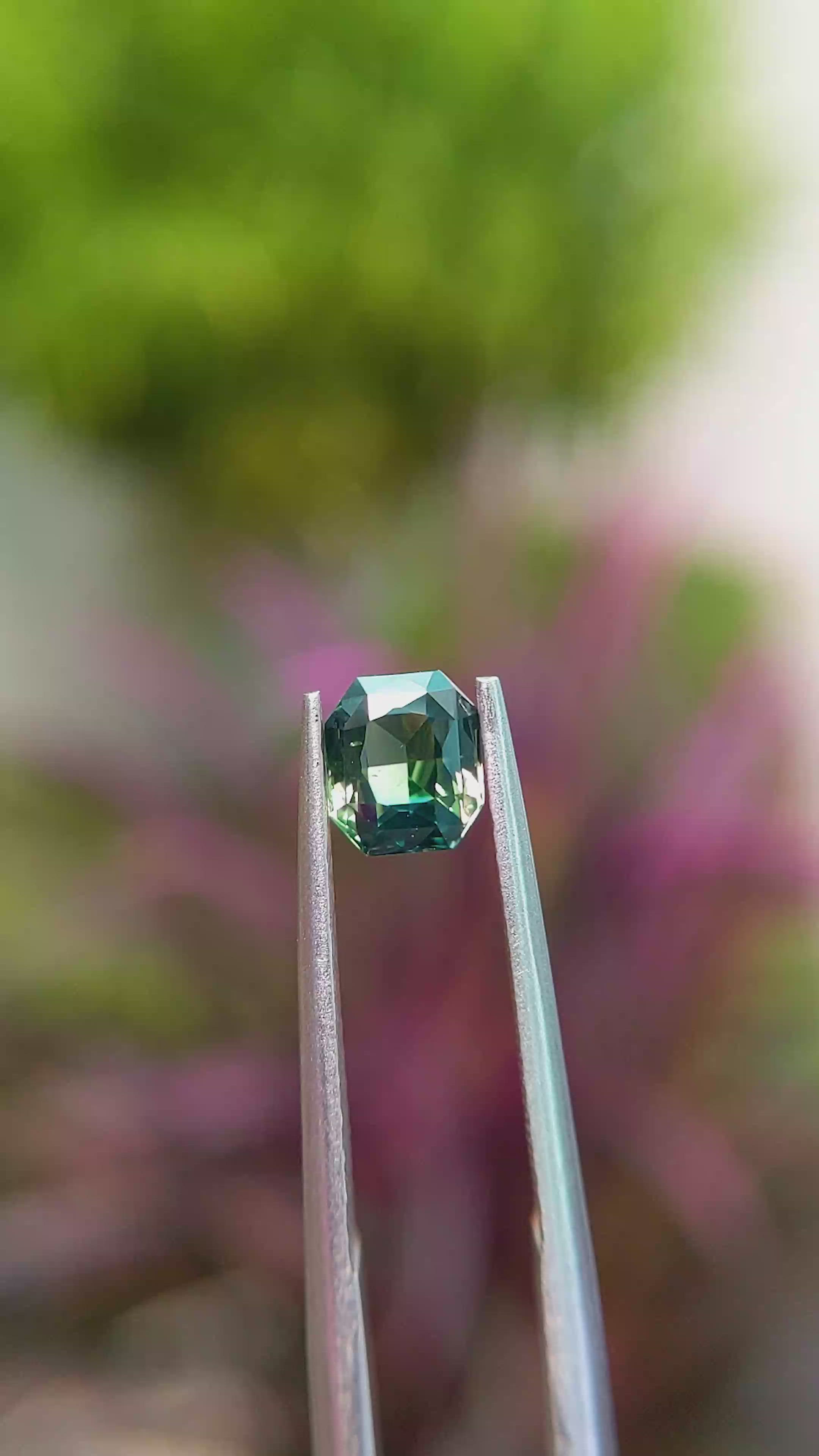 0.93 Ct. Bluish Green Sapphire from Africa Size Video