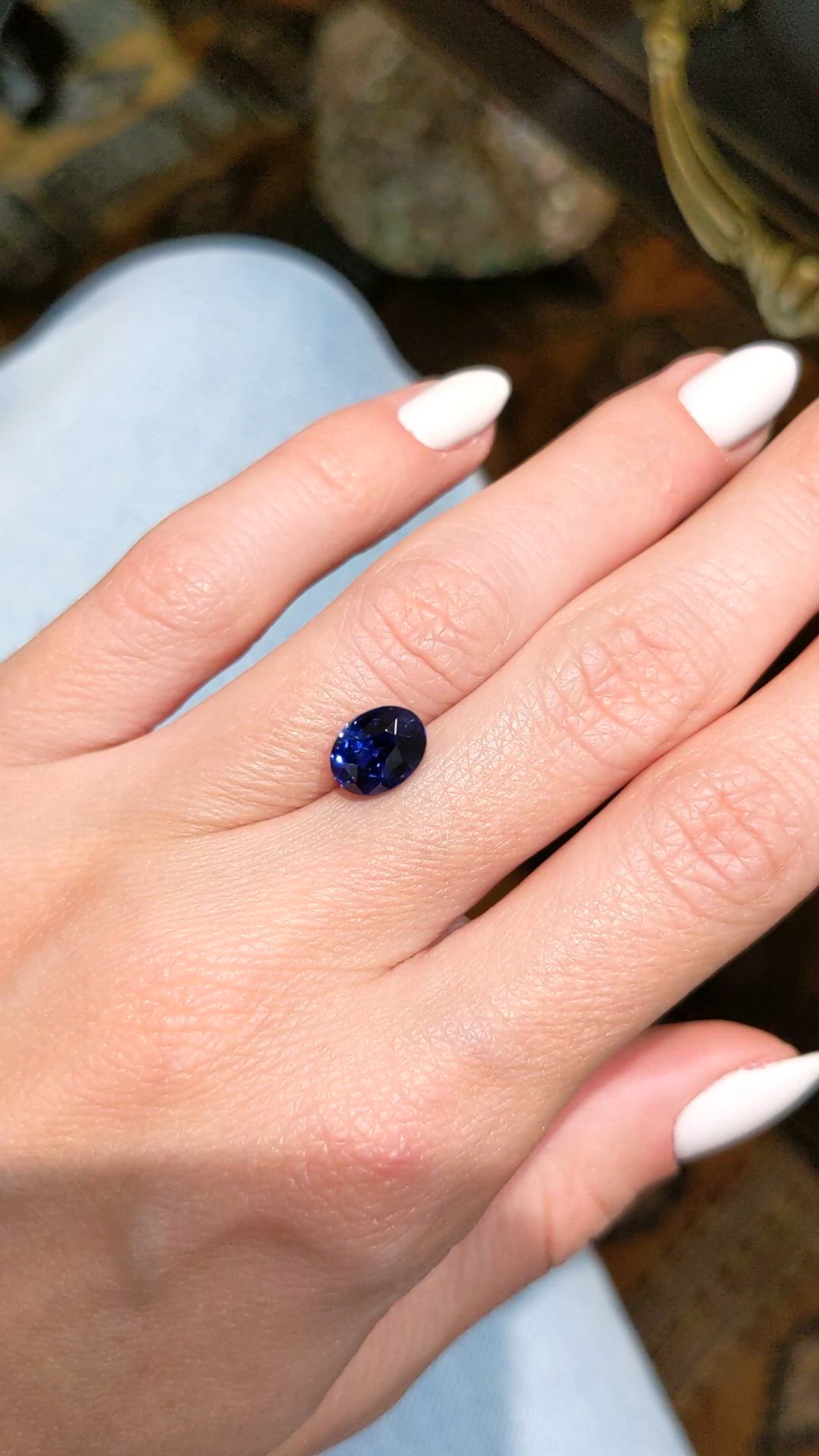 3.08 Ct. Blue Sapphire from Ceylon (Sri Lanka) Size Video