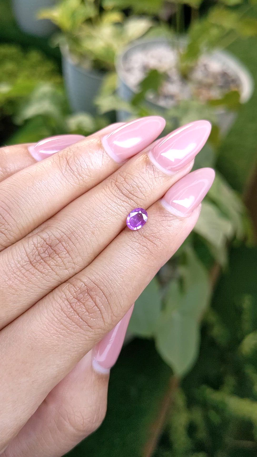 0.51 Ct. Pinkish Purple Sapphire from Ceylon (Sri Lanka) Size Video