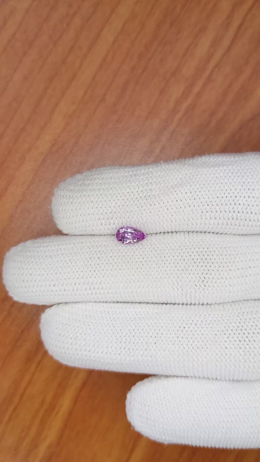 0.80 Ct. Pinkish Purple Sapphire from Ceylon (Sri Lanka) Size Video