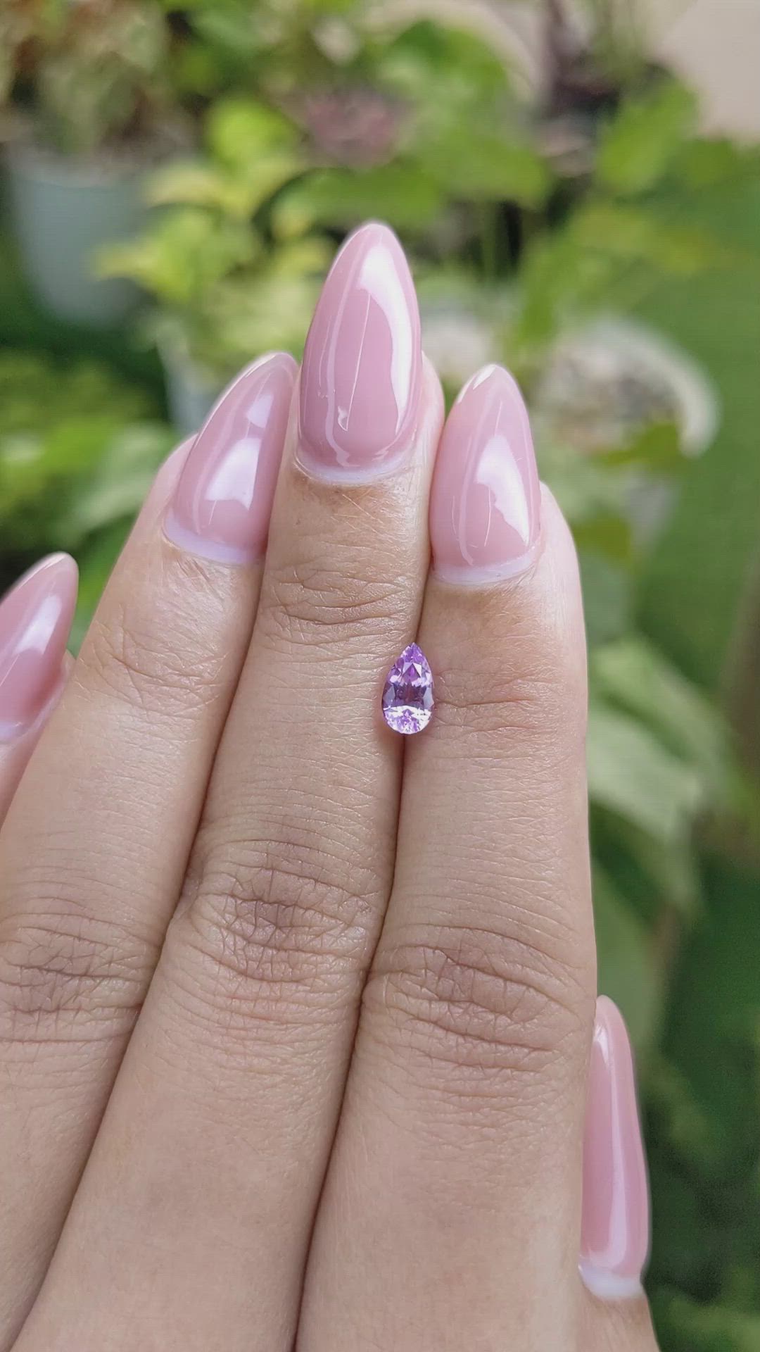 0.80 Ct. Pinkish Purple Sapphire from Ceylon (Sri Lanka) Size Video