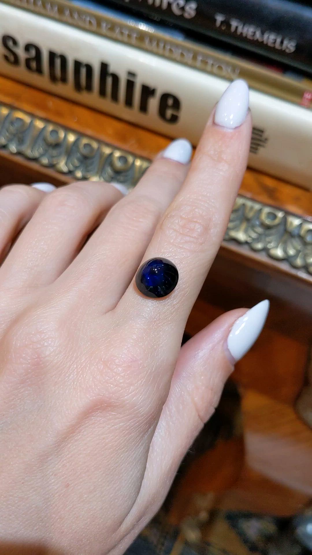 5.72 Ct. Blue Cabochon Sapphire from Ceylon (Sri Lanka) Size Video