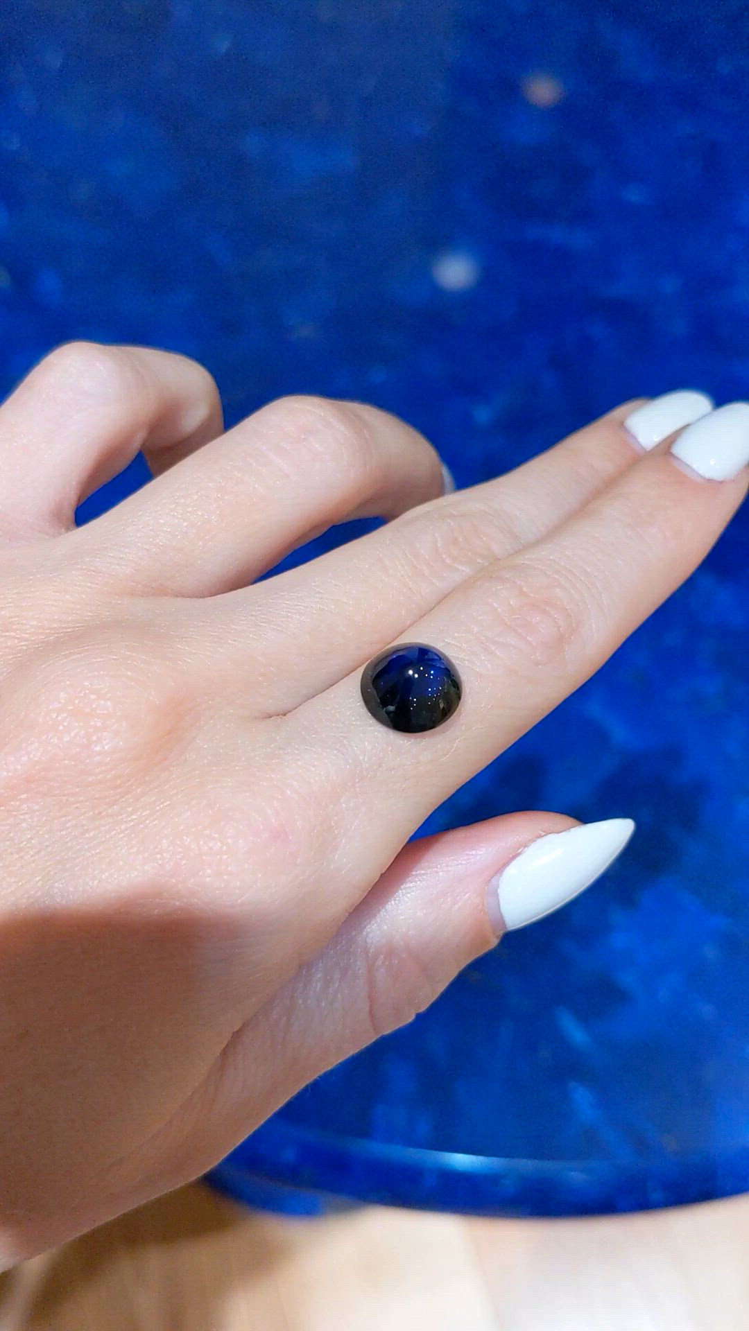 5.72 Ct. Blue Cabochon Sapphire from Ceylon (Sri Lanka) Size Video