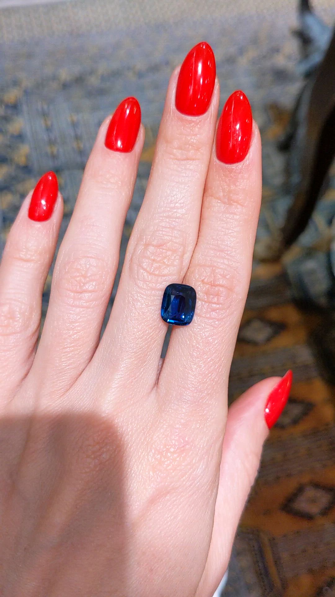 3.52 Ct. Blue Sapphire from Burma (Myanmar) Size Video