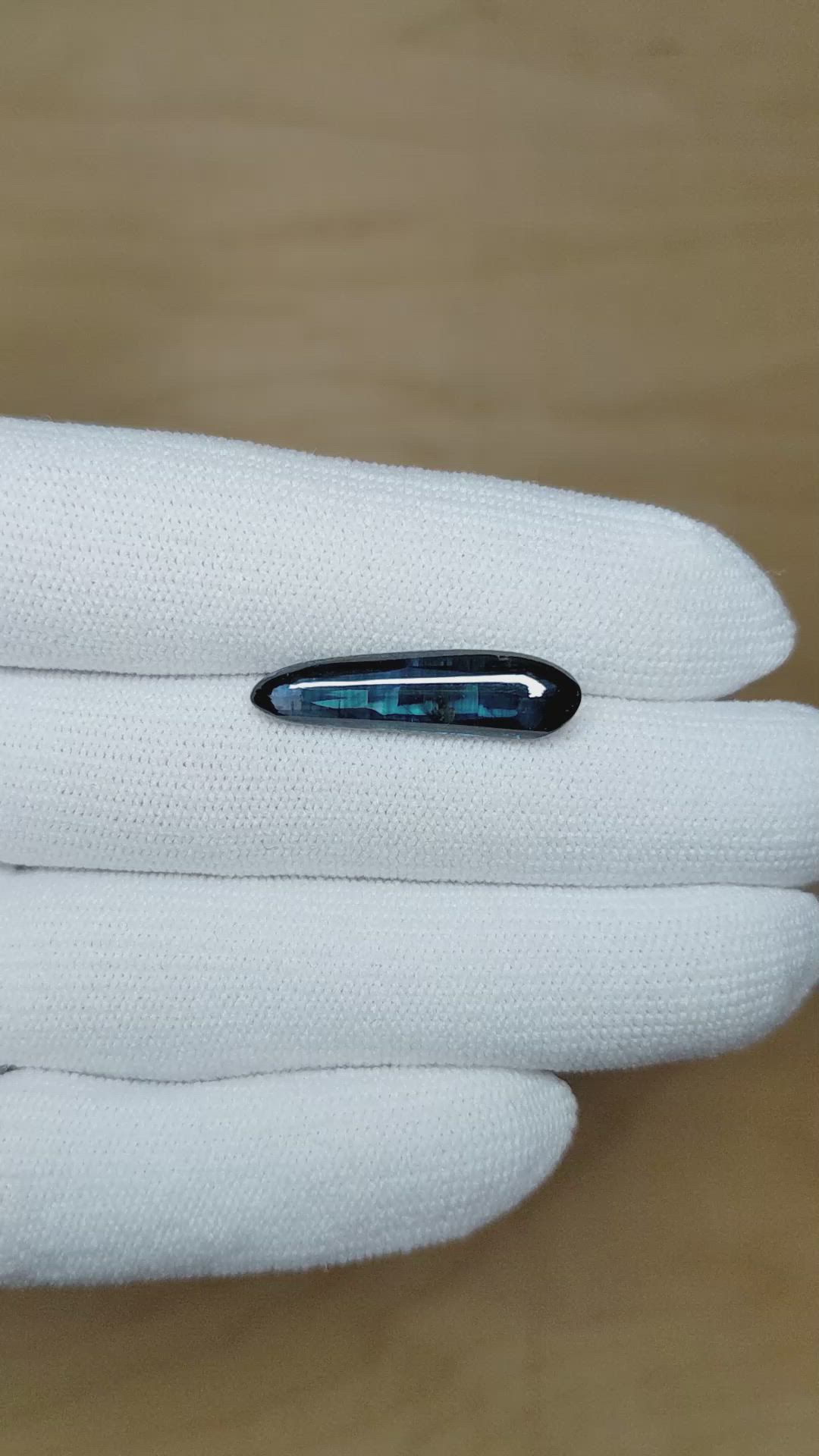 7.79 Ct. Greenish Blue Cabochon Sapphire from Ceylon (Sri Lanka) Size Video