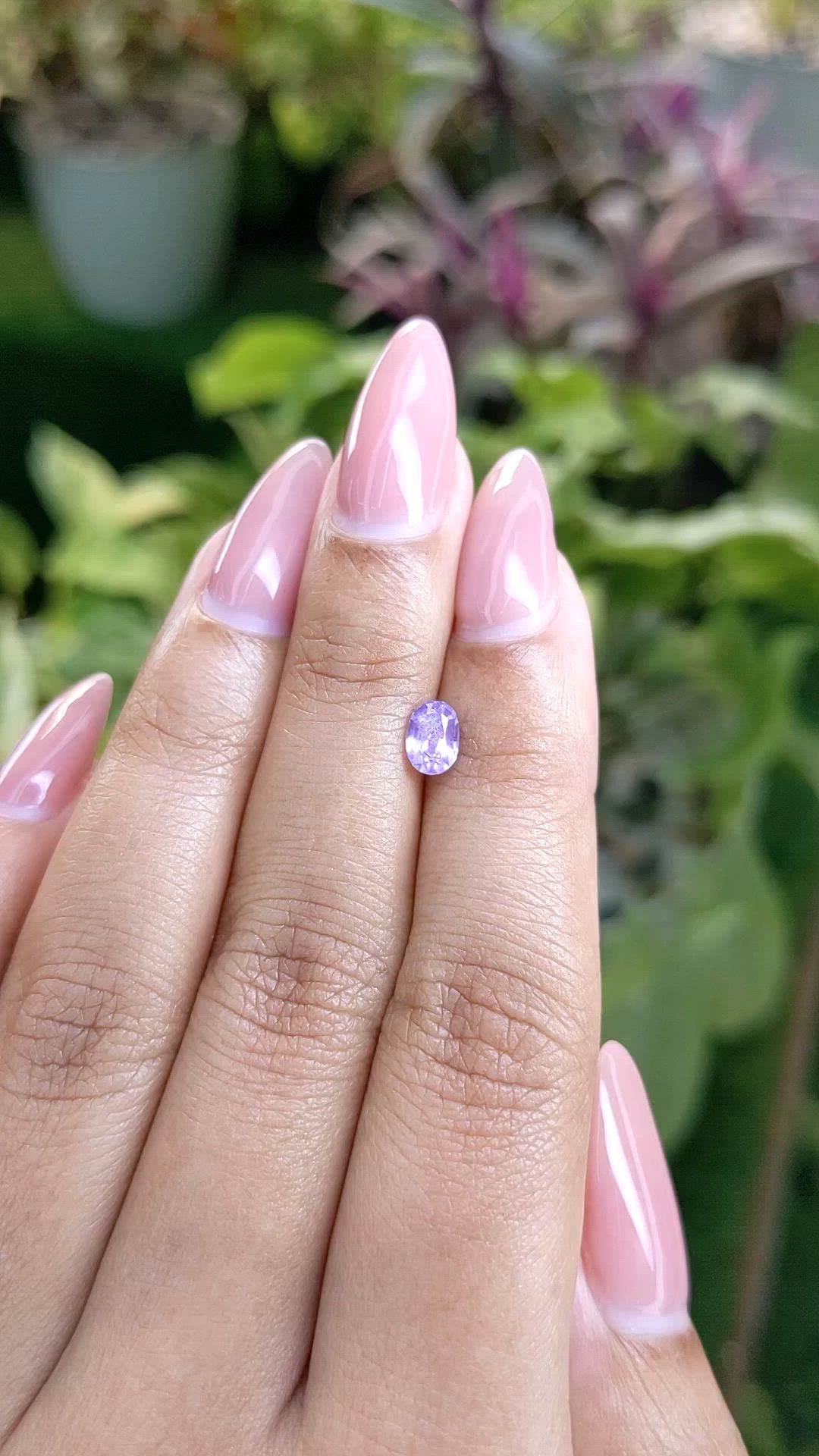 0.74 Ct. Pinkish Purple Sapphire from Ceylon (Sri Lanka) Size Video