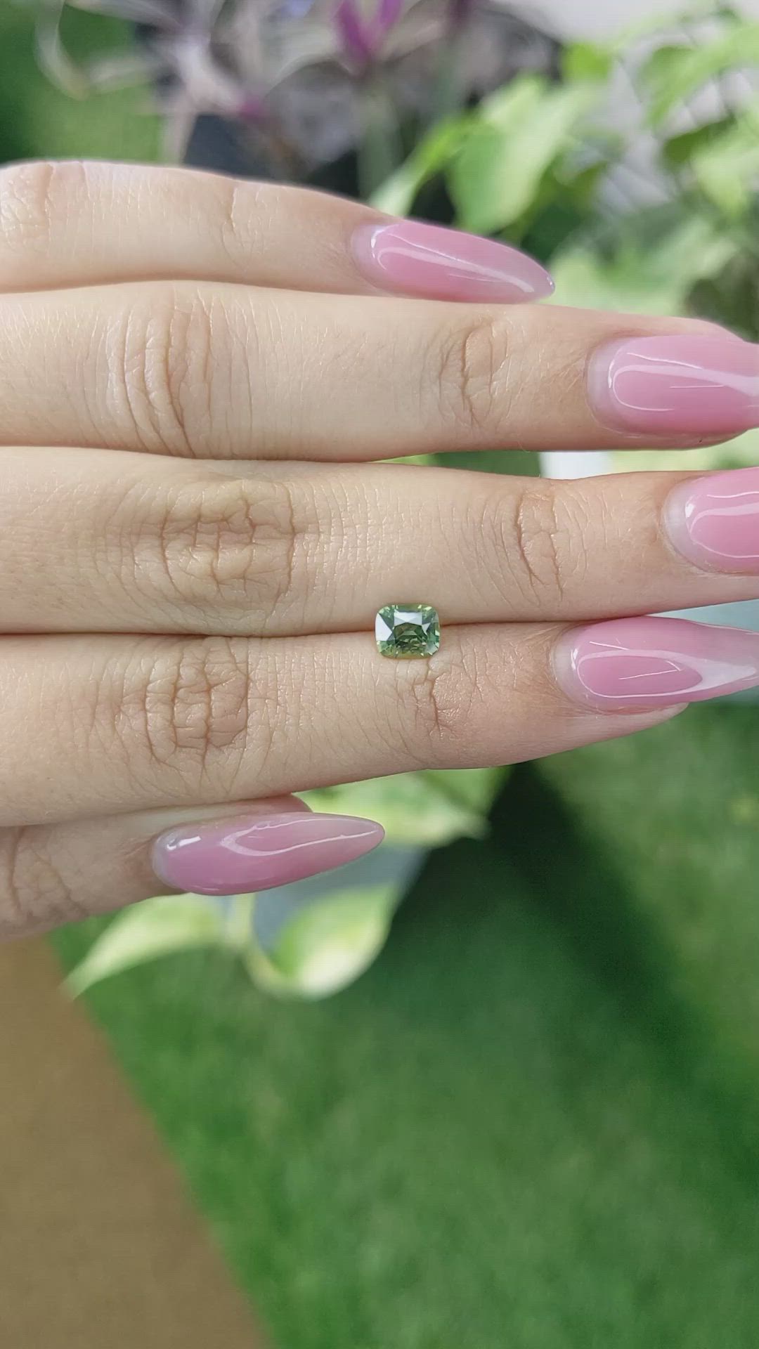0.81 Ct. Yellowish Green Sapphire from Madagascar Size Video
