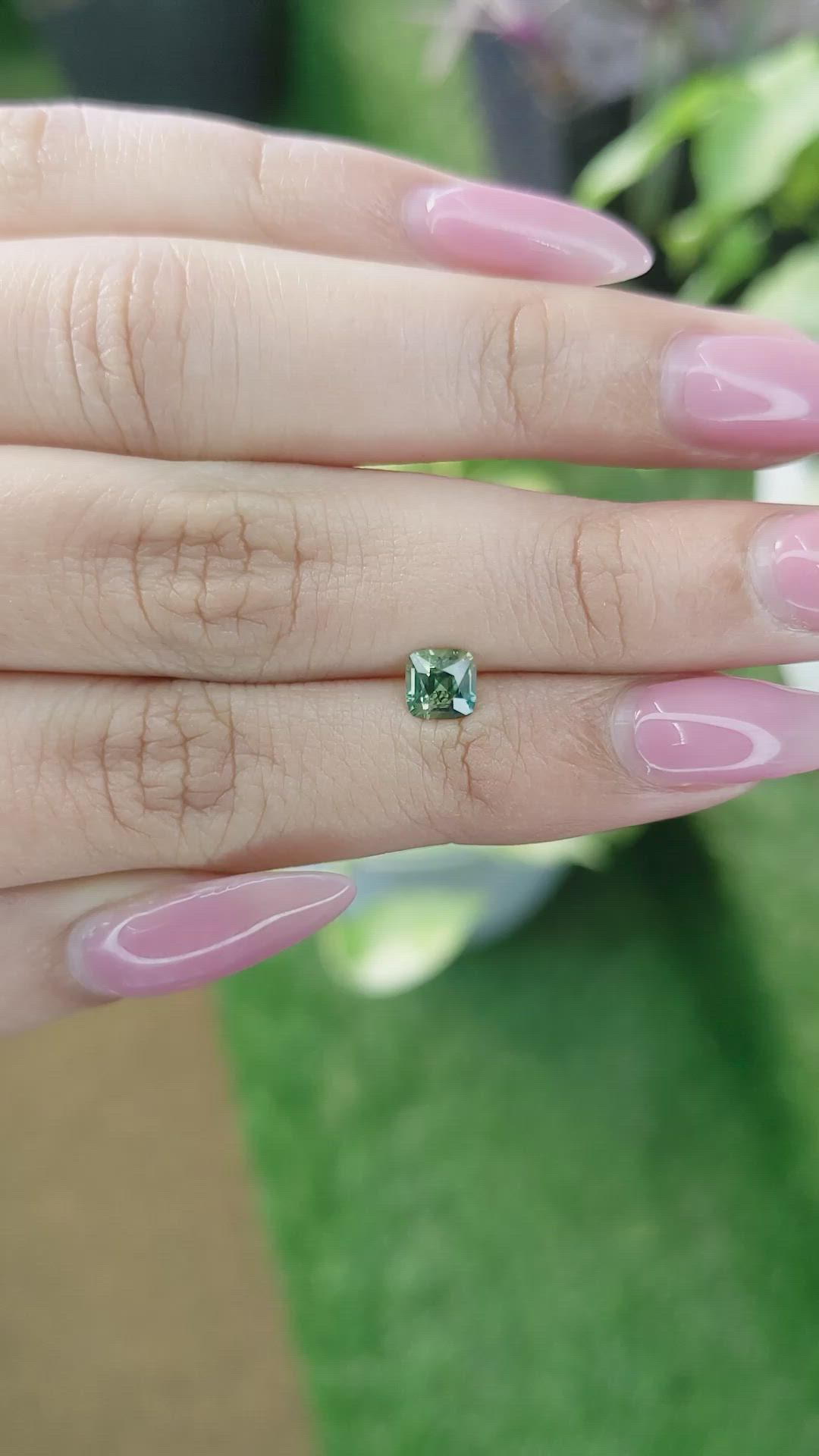 0.82 Ct. Bluish Green Sapphire from Madagascar Size Video
