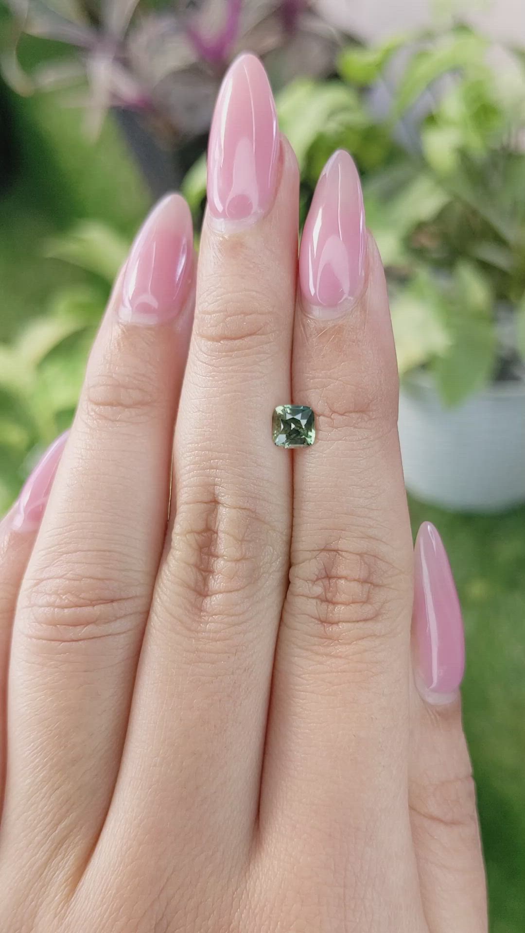 0.82 Ct. Bluish Green Sapphire from Madagascar Size Video