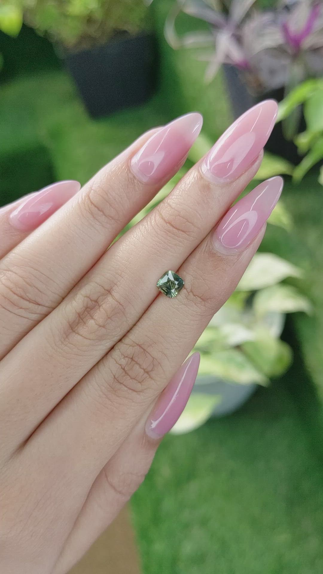 0.82 Ct. Bluish Green Sapphire from Madagascar Size Video