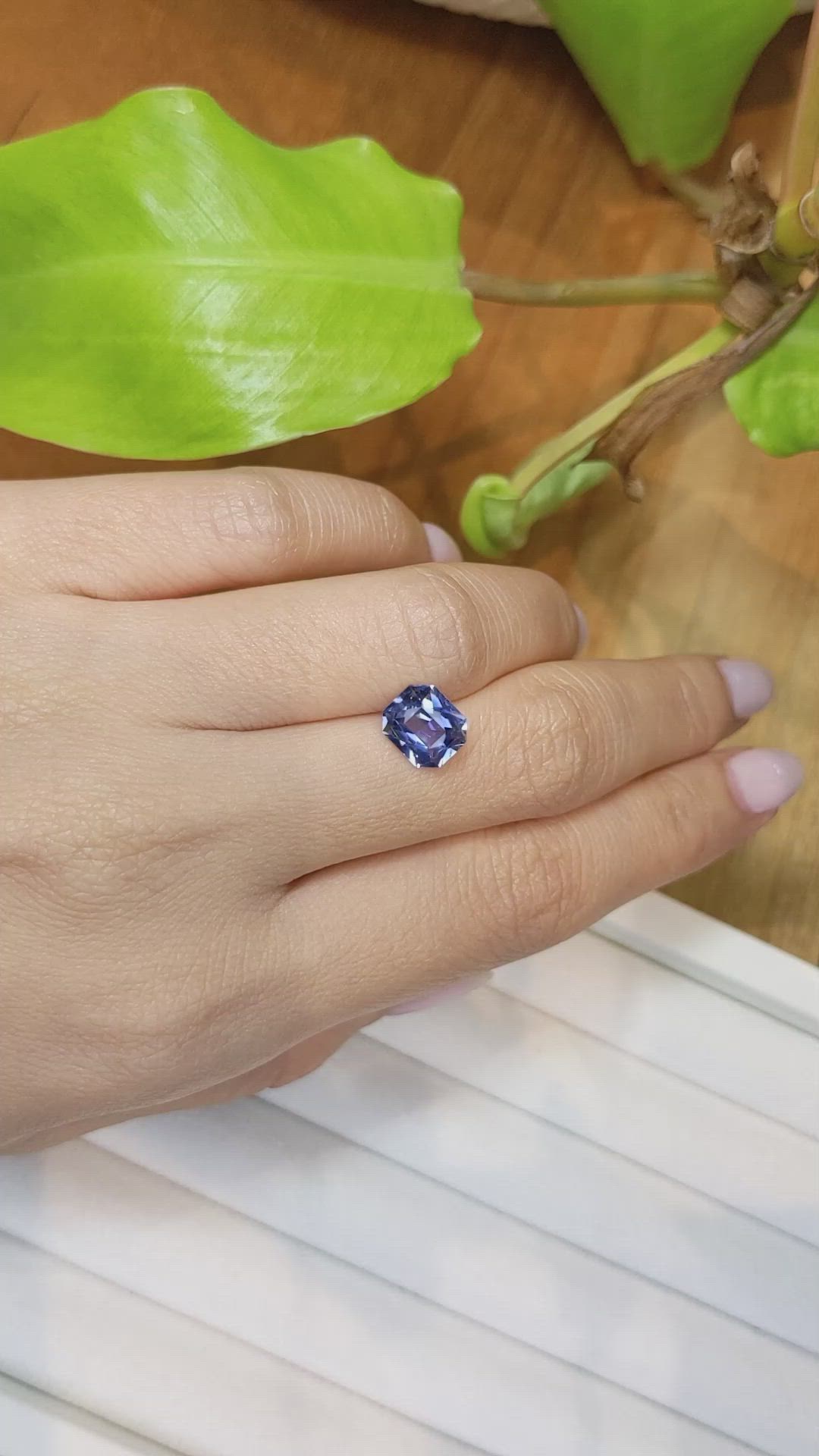 2.55 Ct. Purplish Blue Sapphire from Ceylon (Sri Lanka) Size Video