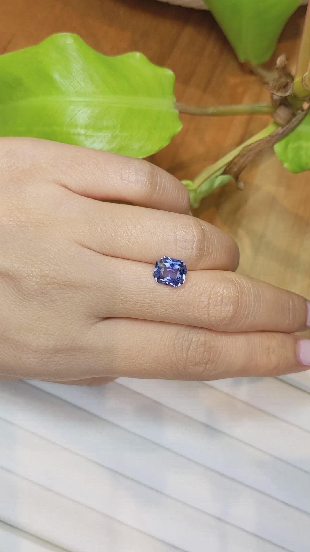 2.55 Ct. Purplish Blue Sapphire from Ceylon (Sri Lanka) Size Video