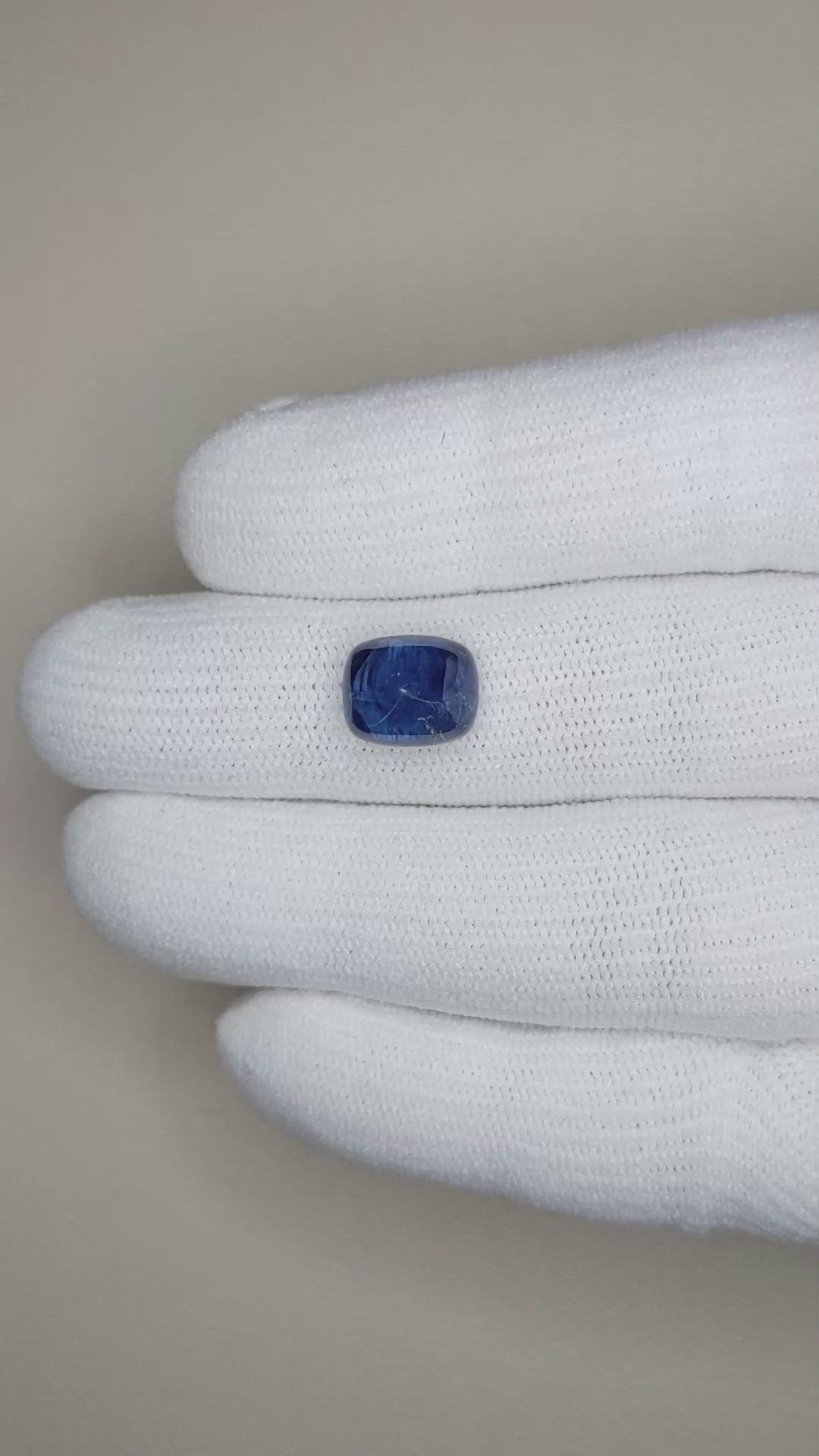 5.08 Ct. Blue Cabochon Sapphire from Ceylon (Sri Lanka) Size Video