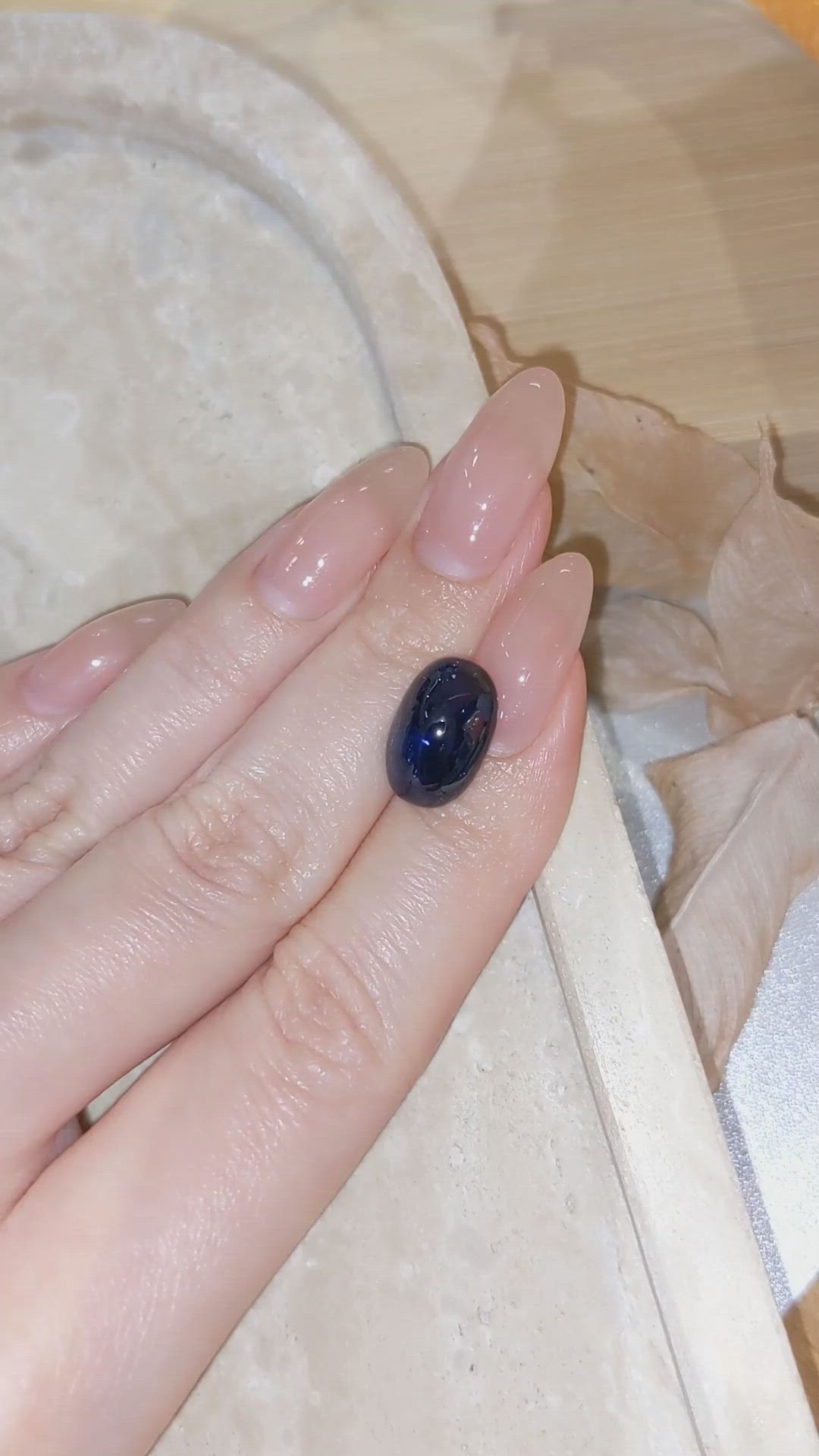 9.12 Ct. Blue Cabochon Sapphire from Ceylon (Sri Lanka) Size Video