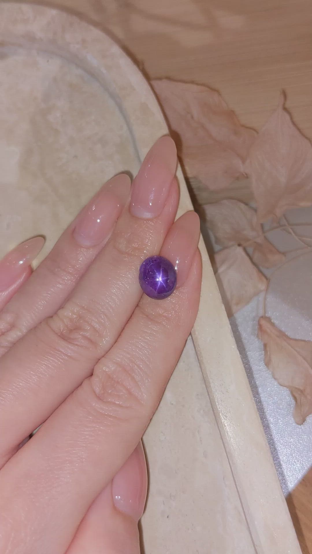 7.26 Ct. Purple Star Sapphire from Ceylon (Sri Lanka) Size Video