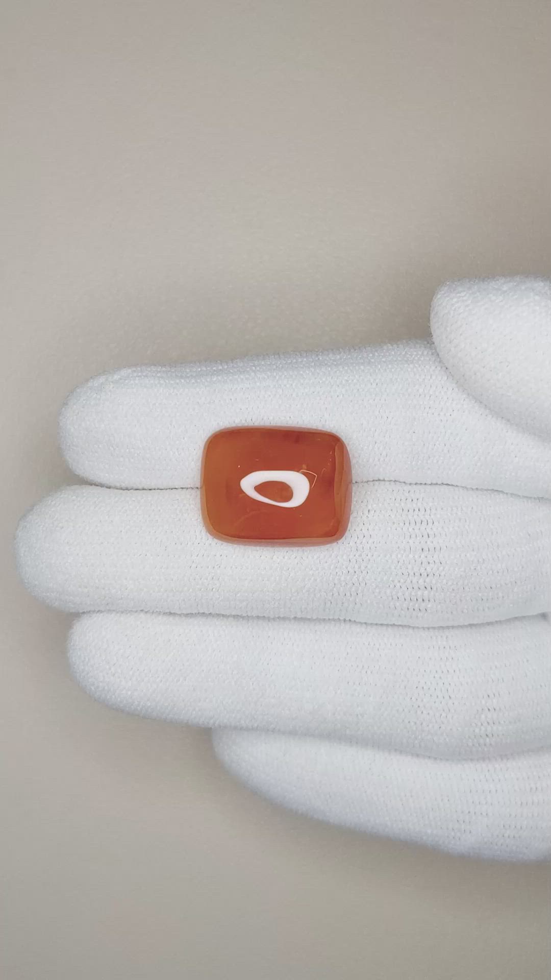 16.35 Ct. Orange Cabochon Sapphire from Ceylon (Sri Lanka) Size Video