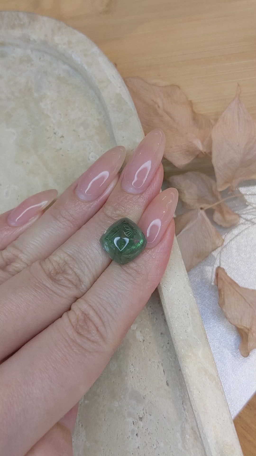 15.22 Ct. Bluish Green Cabochon Sapphire from Madagascar Size Video