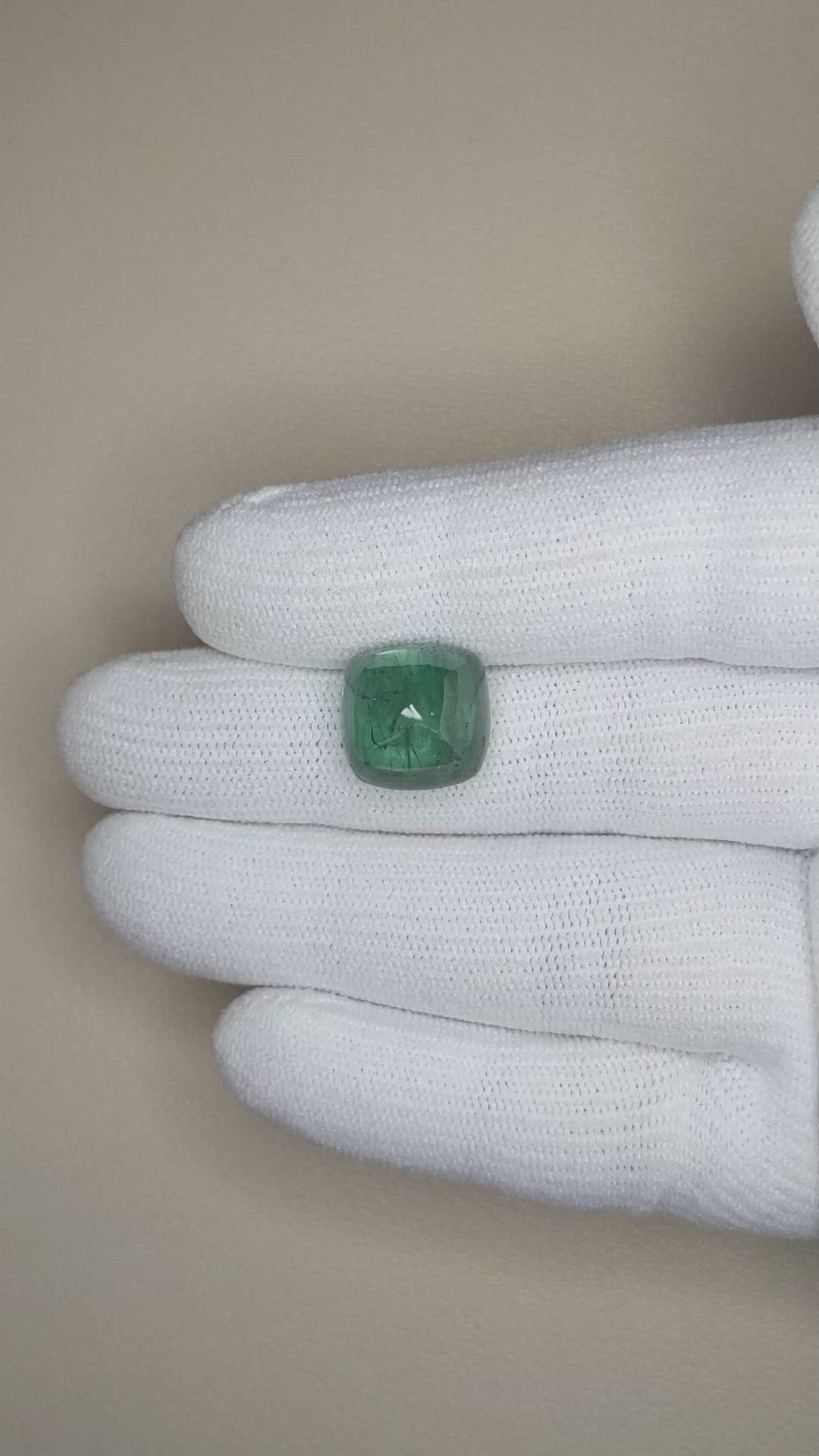 15.22 Ct. Bluish Green Cabochon Sapphire from Madagascar Size Video