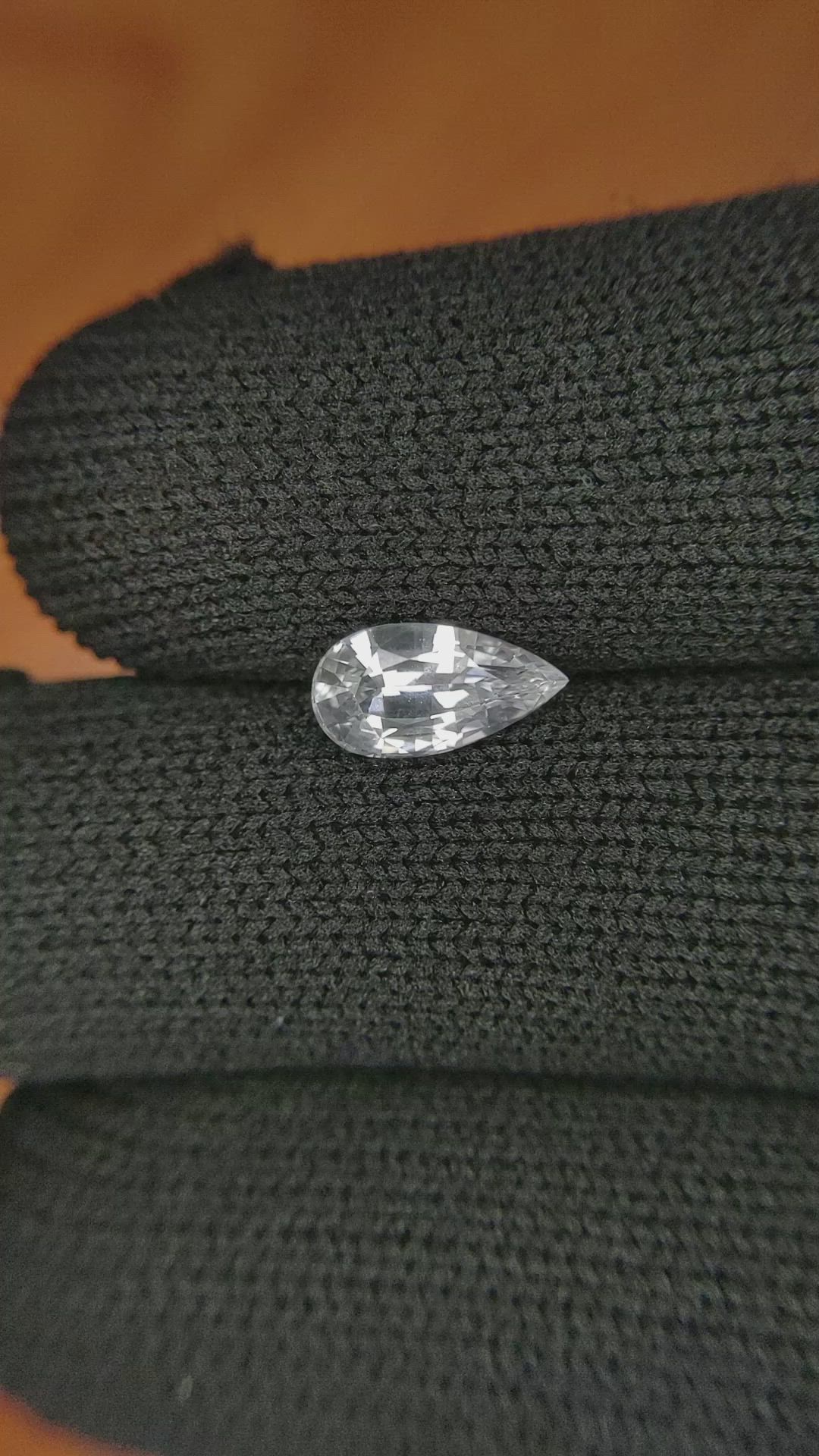 1.33 Ct. White Sapphire from Ceylon (Sri Lanka) Size Video