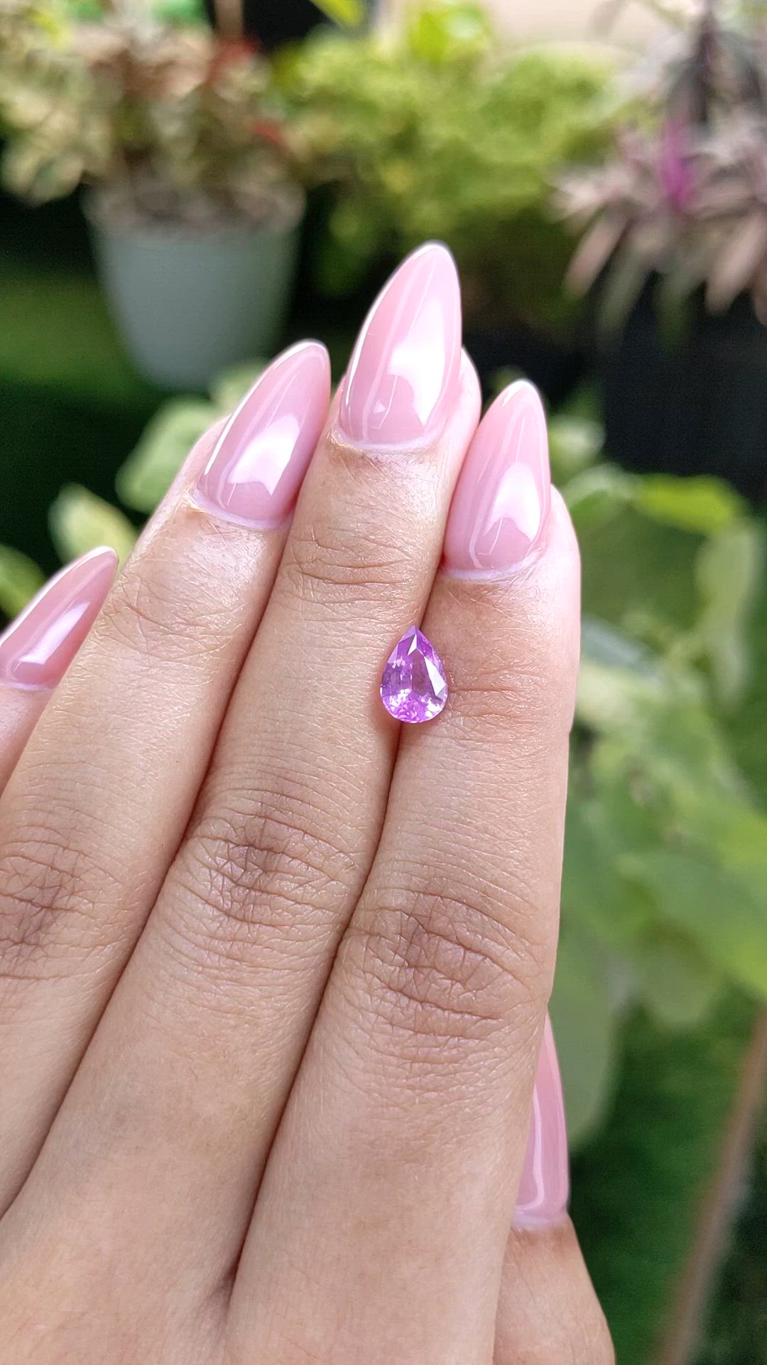 0.62 Ct. Pinkish Purple Sapphire from Ceylon (Sri Lanka) Size Video