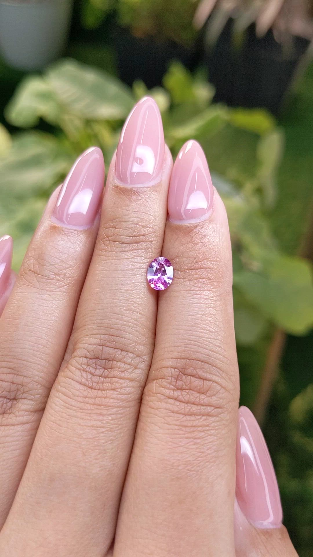 0.68 Ct. Pinkish Purple Sapphire from Ceylon (Sri Lanka) Size Video