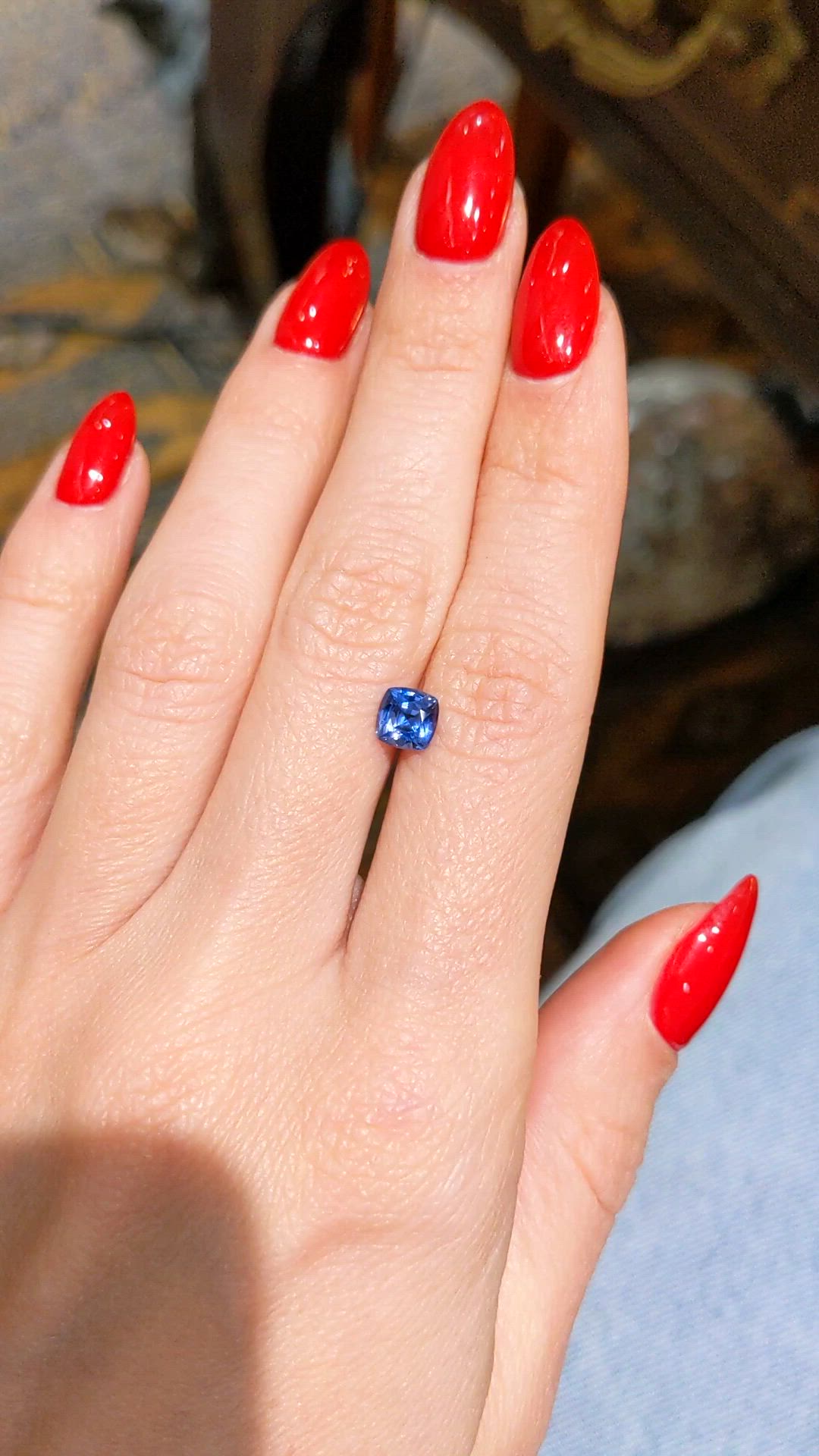 1.08 Ct. Blue Sapphire from Ceylon (Sri Lanka) Size Video