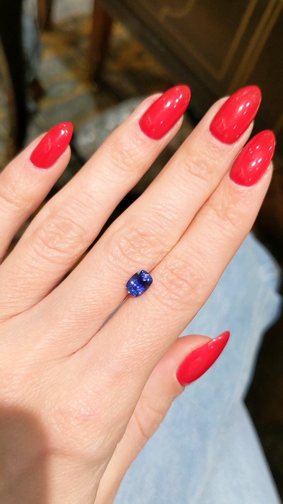 1.18 Ct. Blue Sapphire from Ceylon (Sri Lanka) Size Video