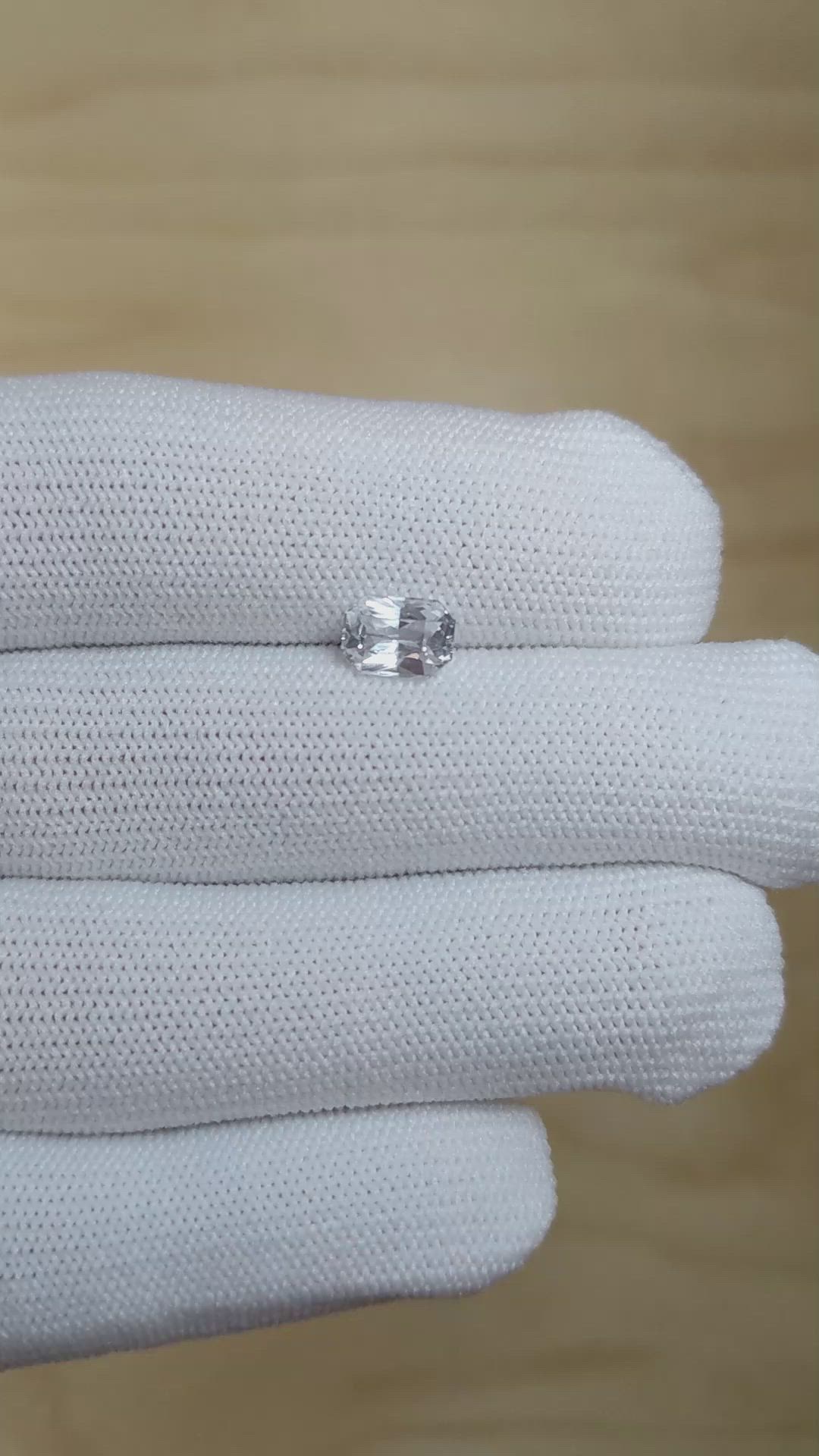 1.59 Ct. White Sapphire from Ceylon (Sri Lanka) Size Video