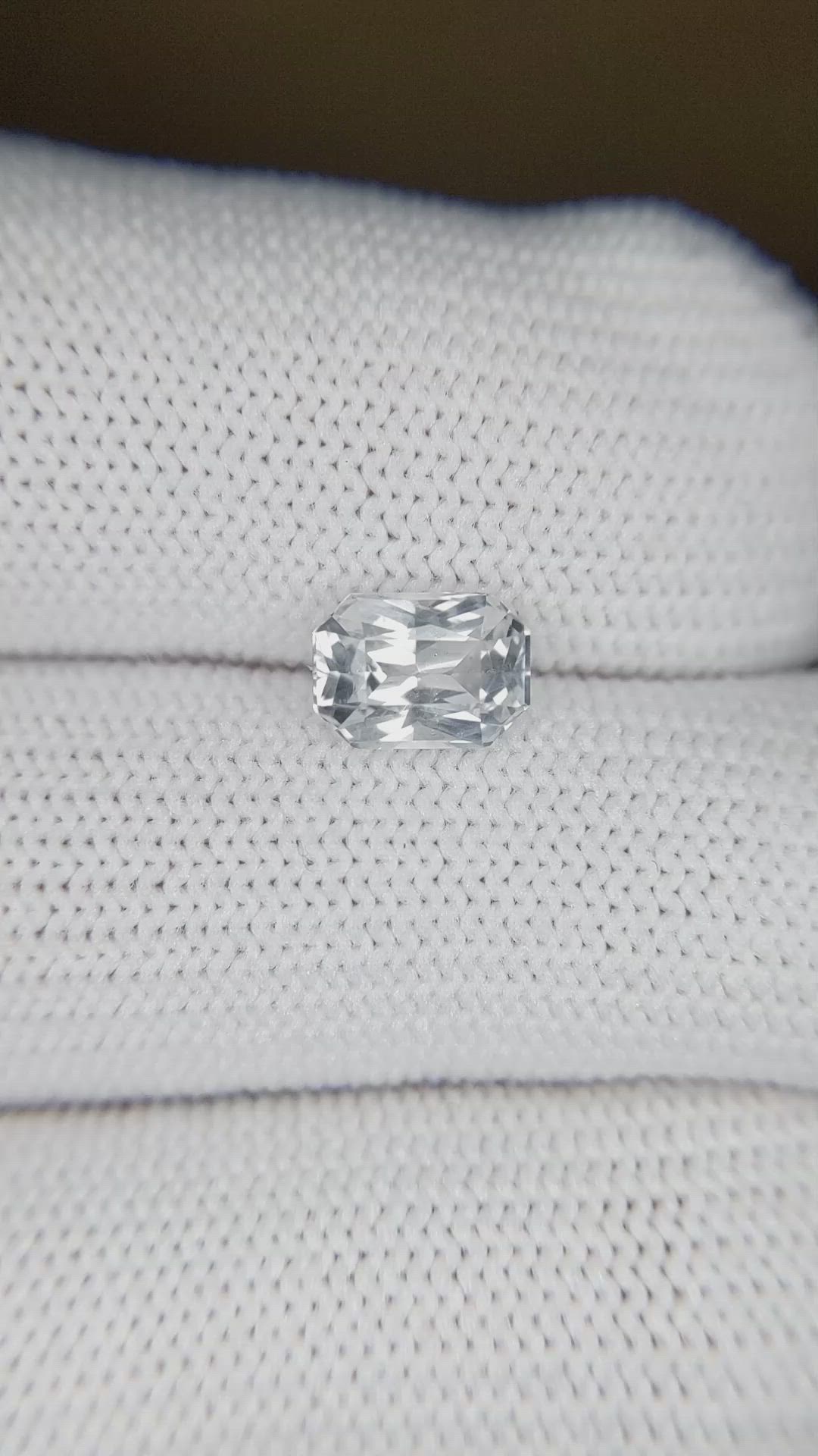 1.59 Ct. White Sapphire from Ceylon (Sri Lanka) Size Video