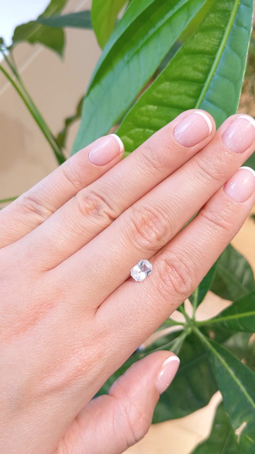 1.59 Ct. White Sapphire from Ceylon (Sri Lanka) Size Video