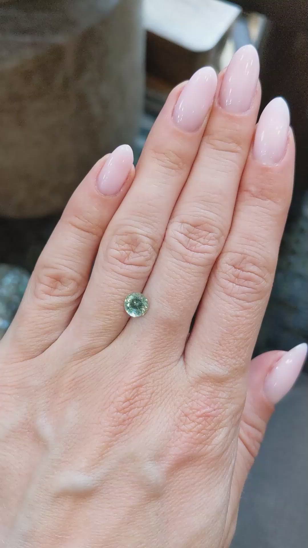 1.22 Ct. Green Sapphire from Montana Size Video