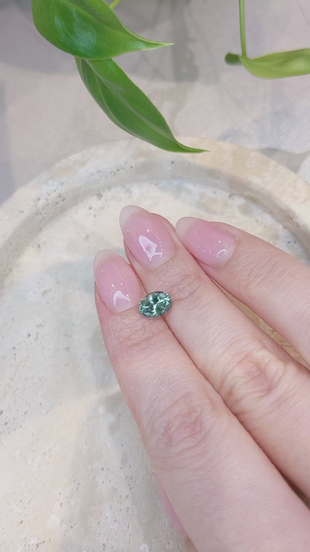 1.40 Ct. Bluish Green Sapphire from Montana Size Video