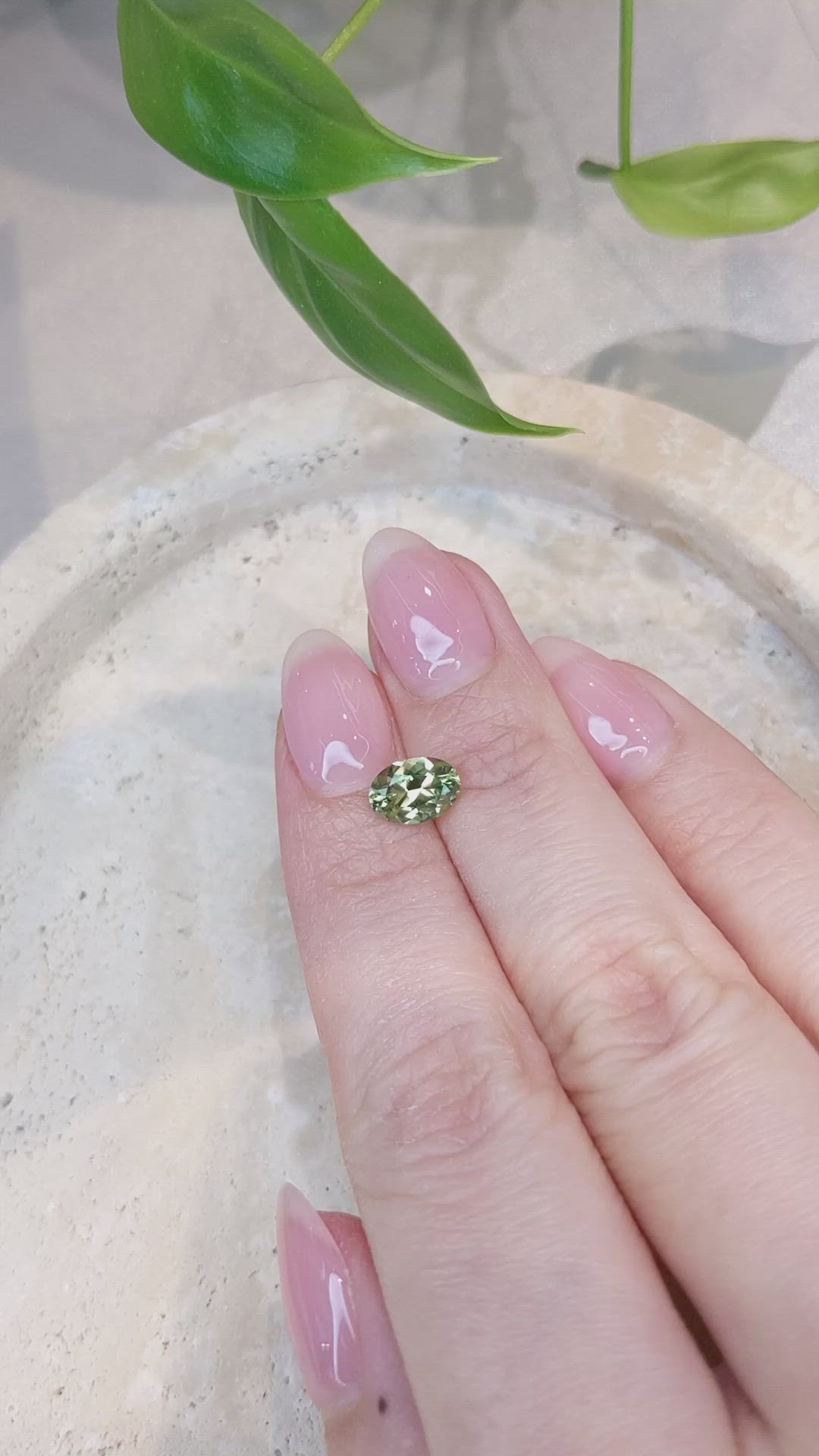 1.34 Ct. Yellowish Green Sapphire from Montana Size Video
