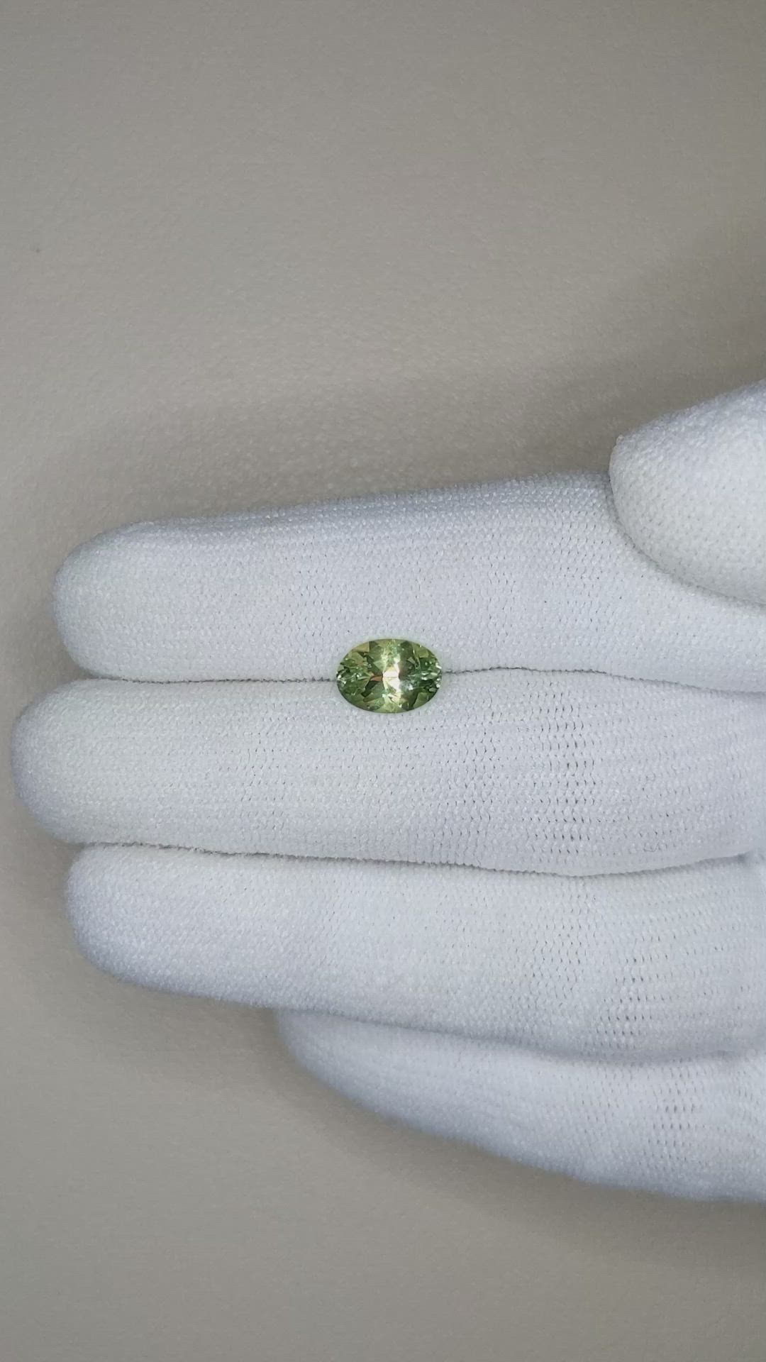 1.34 Ct. Yellowish Green Sapphire from Montana Size Video