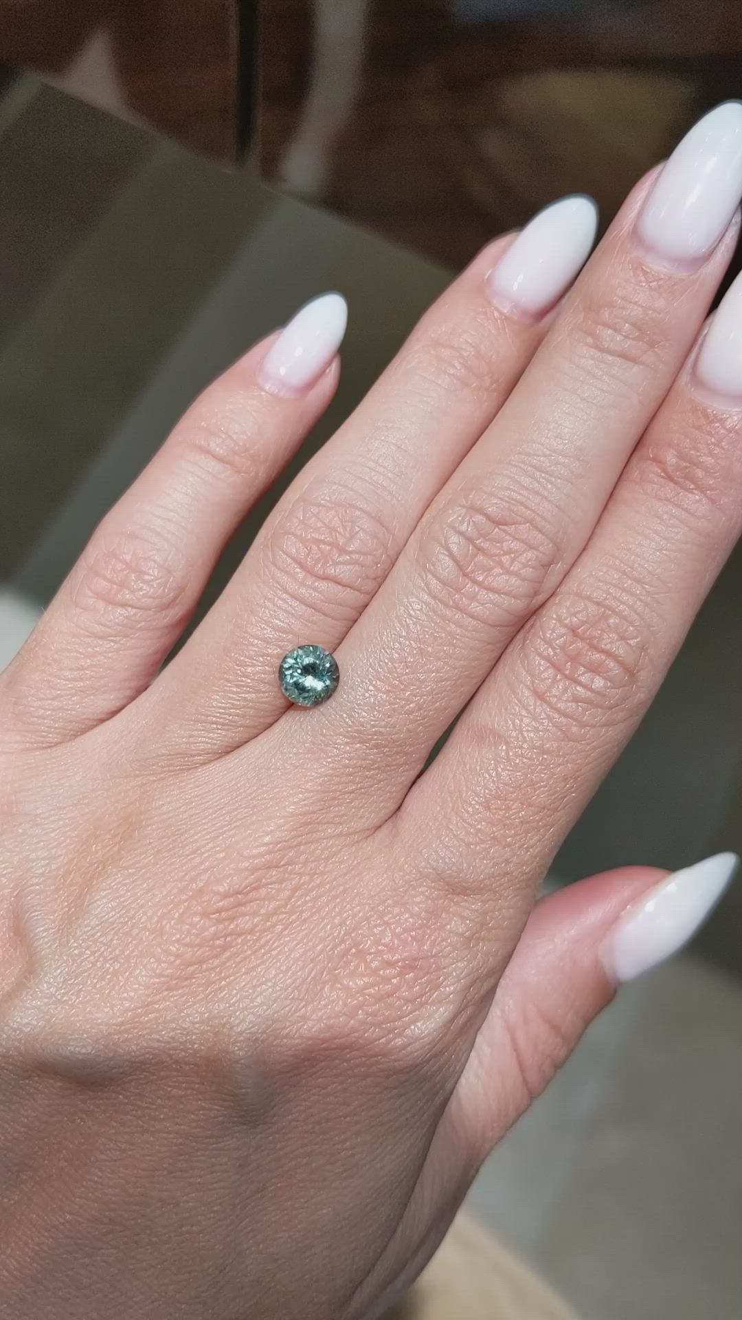 1.28 Ct. Bluish Green Sapphire from Montana Size Video