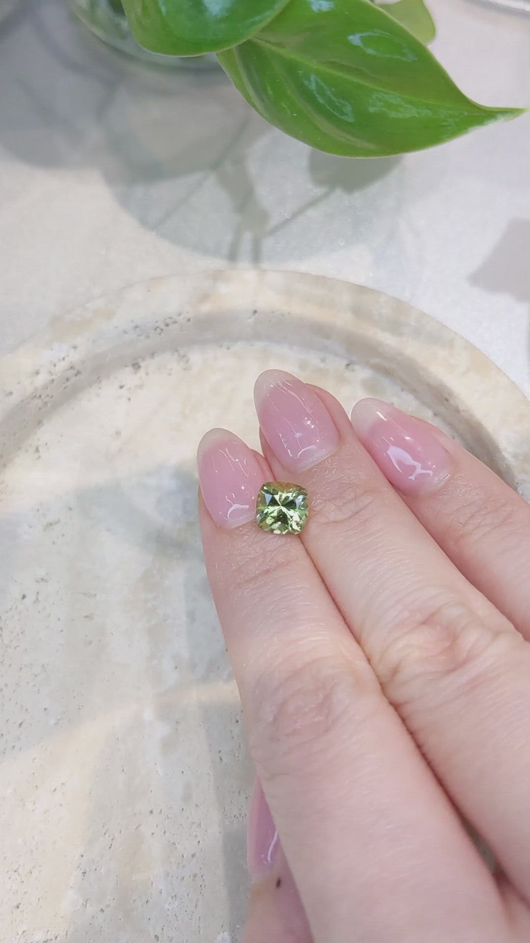 2.10 Ct. Yellowish Green Sapphire from Montana Size Video