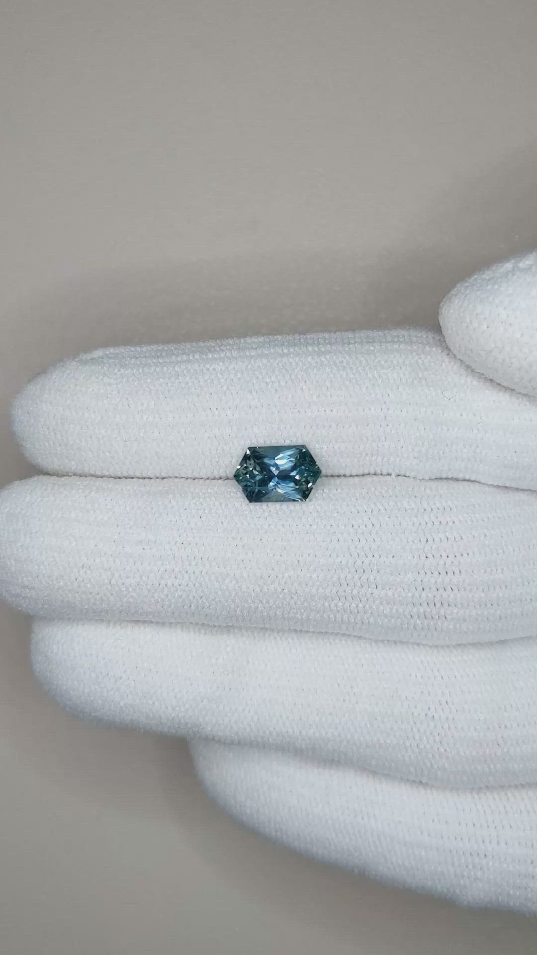 1.36 Ct. Greyish Blue Sapphire from Montana Size Video